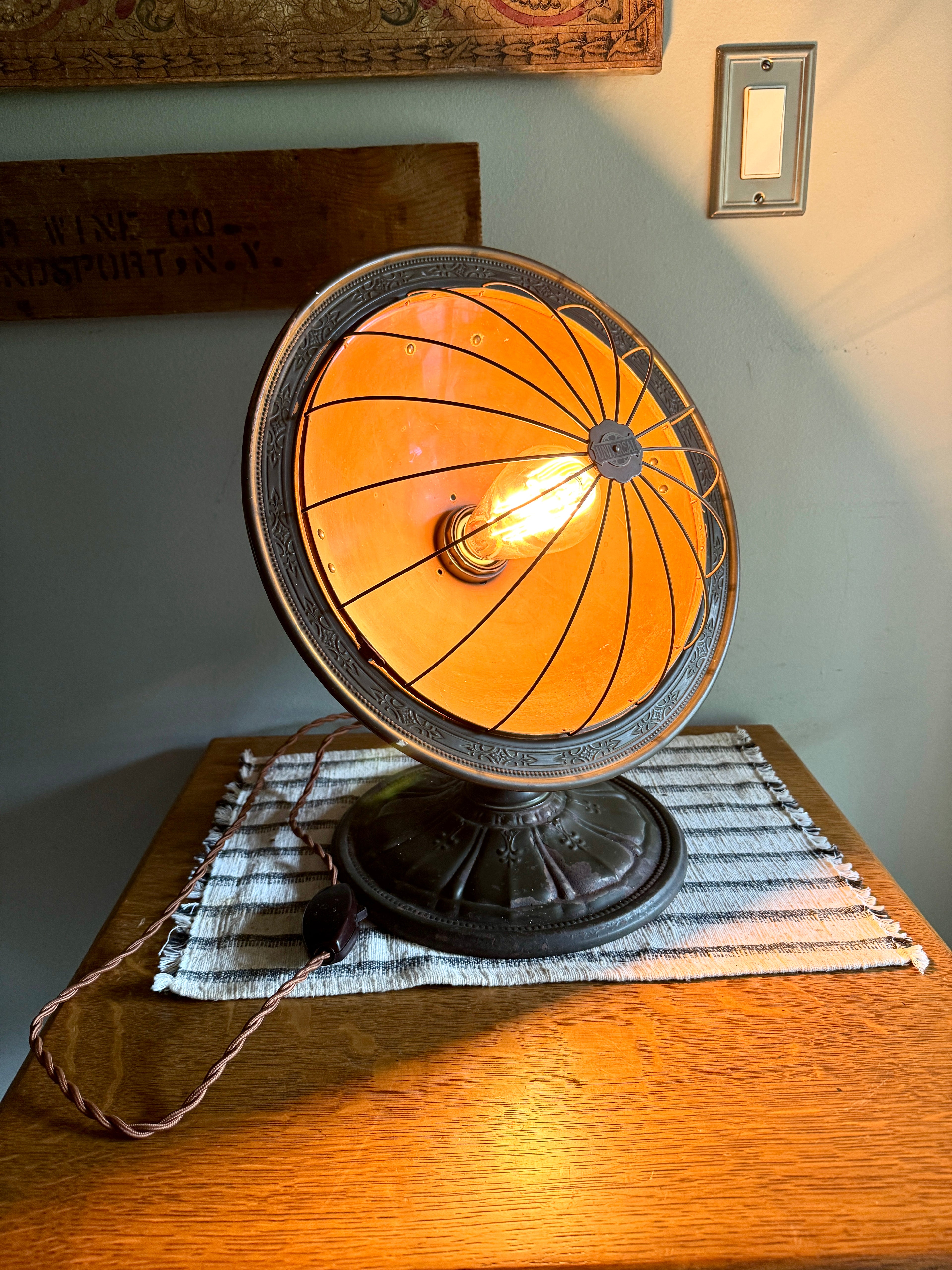 Repurposed Universal Heater Lamp | Vtg Copper Space Heater Up Cycled Light | Rustic Copper Heater lamp | Industrial Accent Lamp