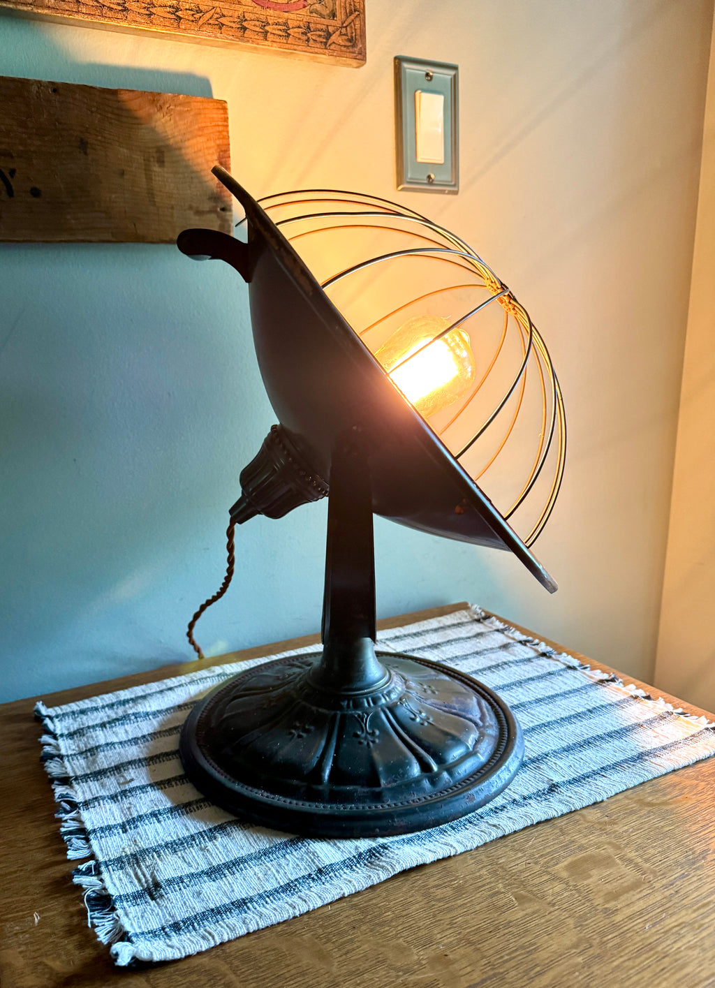 Repurposed Universal Heater Lamp | Vtg Copper Space Heater Up Cycled Light | Rustic Copper Heater lamp | Industrial Accent Lamp