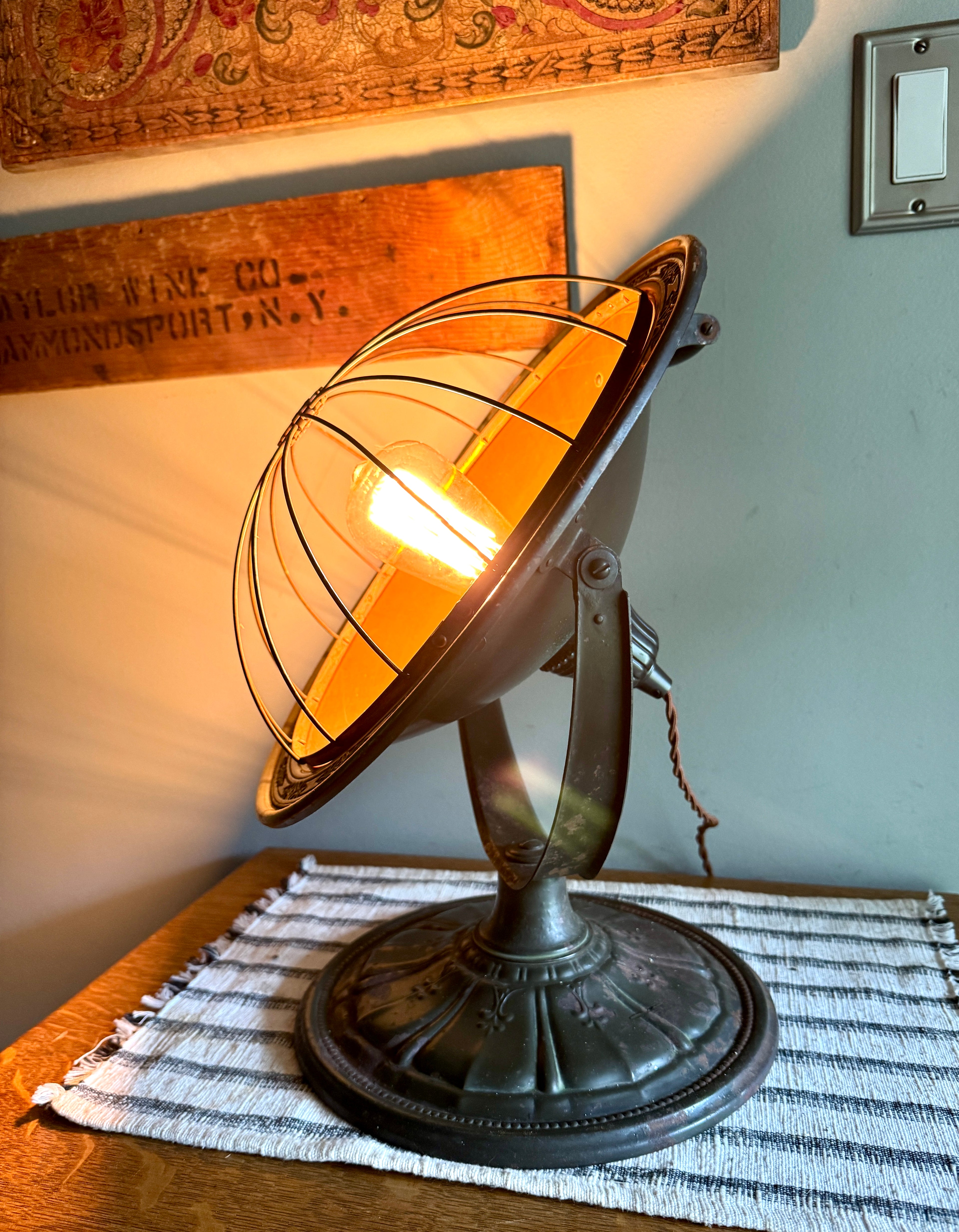 Repurposed Universal Heater Lamp | Vtg Copper Space Heater Up Cycled Light | Rustic Copper Heater lamp | Industrial Accent Lamp
