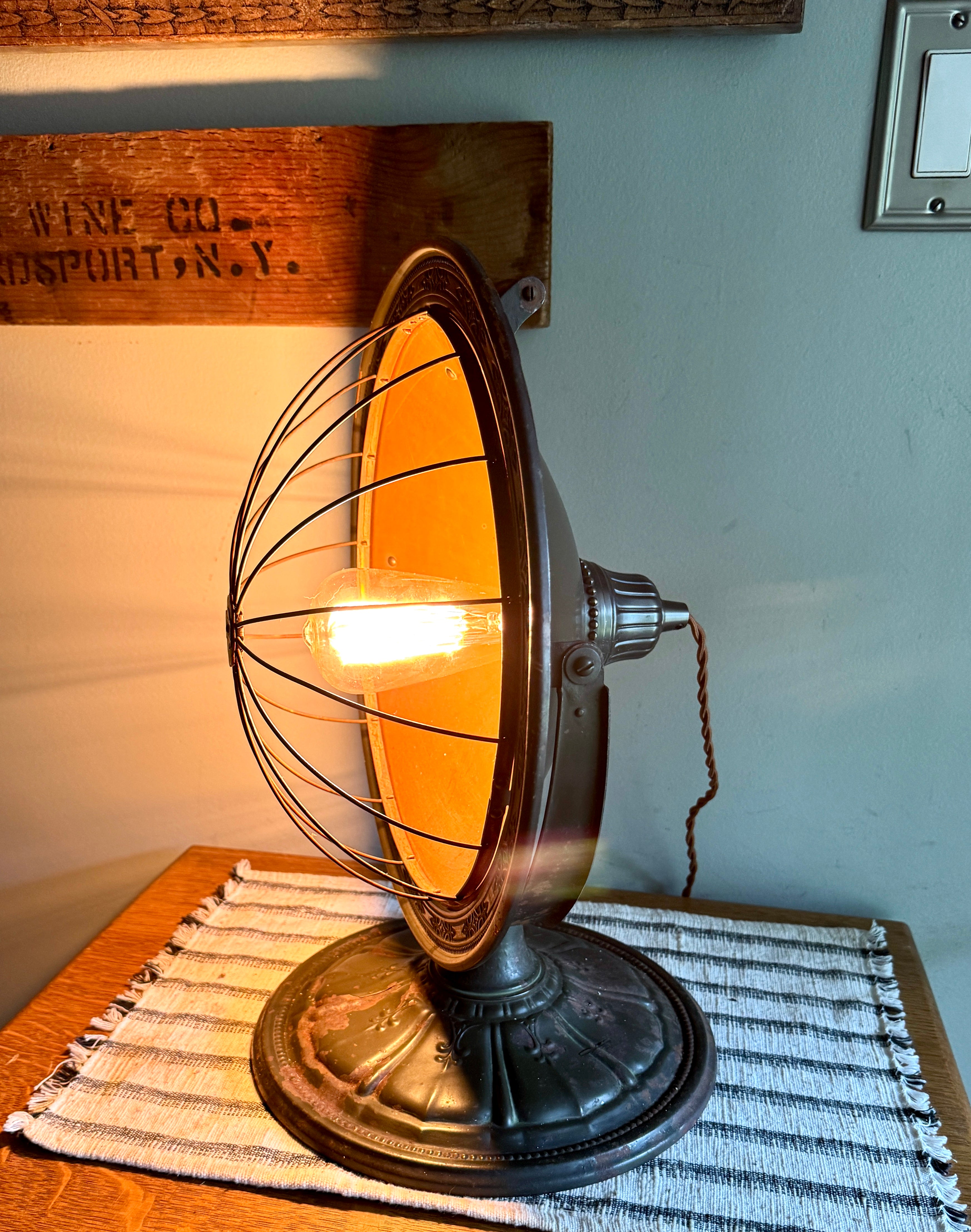 Repurposed Universal Heater Lamp | Vtg Copper Space Heater Up Cycled Light | Rustic Copper Heater lamp | Industrial Accent Lamp