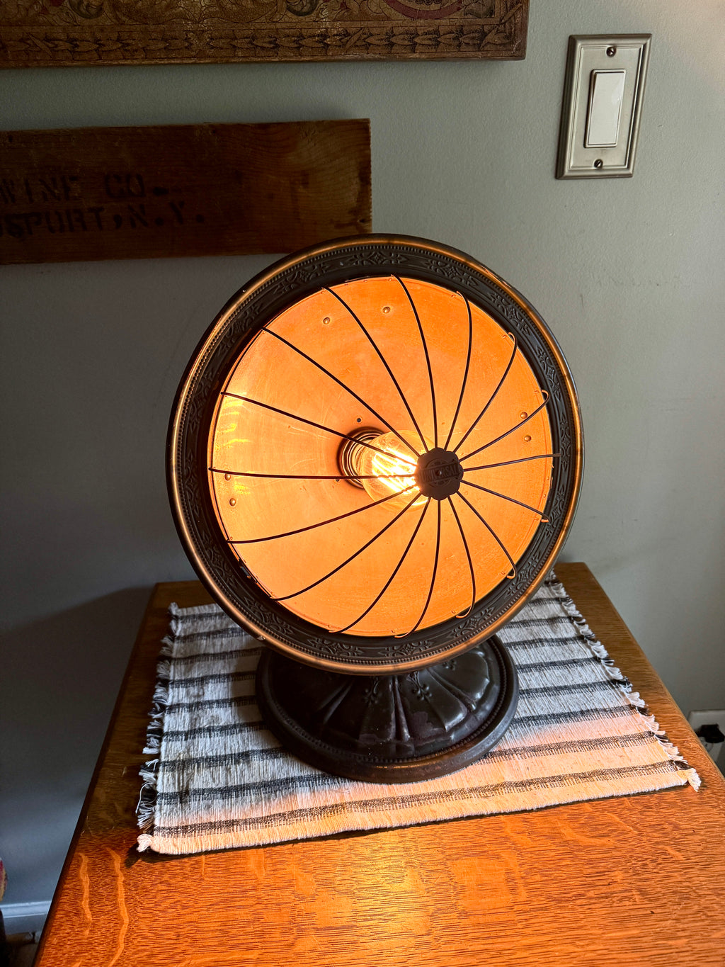 Repurposed Universal Heater Lamp | Vtg Copper Space Heater Up Cycled Light | Rustic Copper Heater lamp | Industrial Accent Lamp