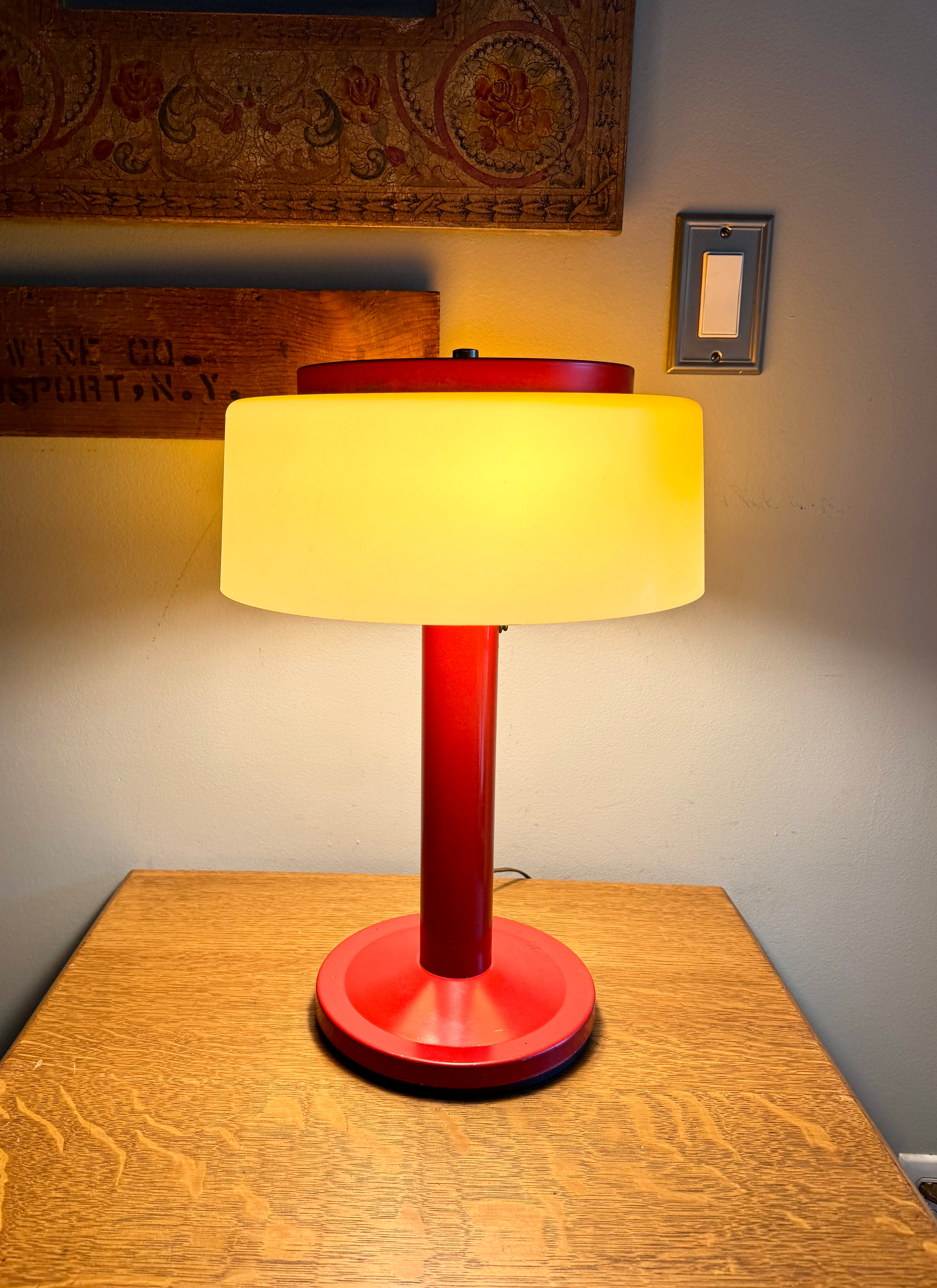 Vtg Red 1970s Plastic Metal Mobilite Lamp ~ Mid Century Modern Mobilite Desk Lamp