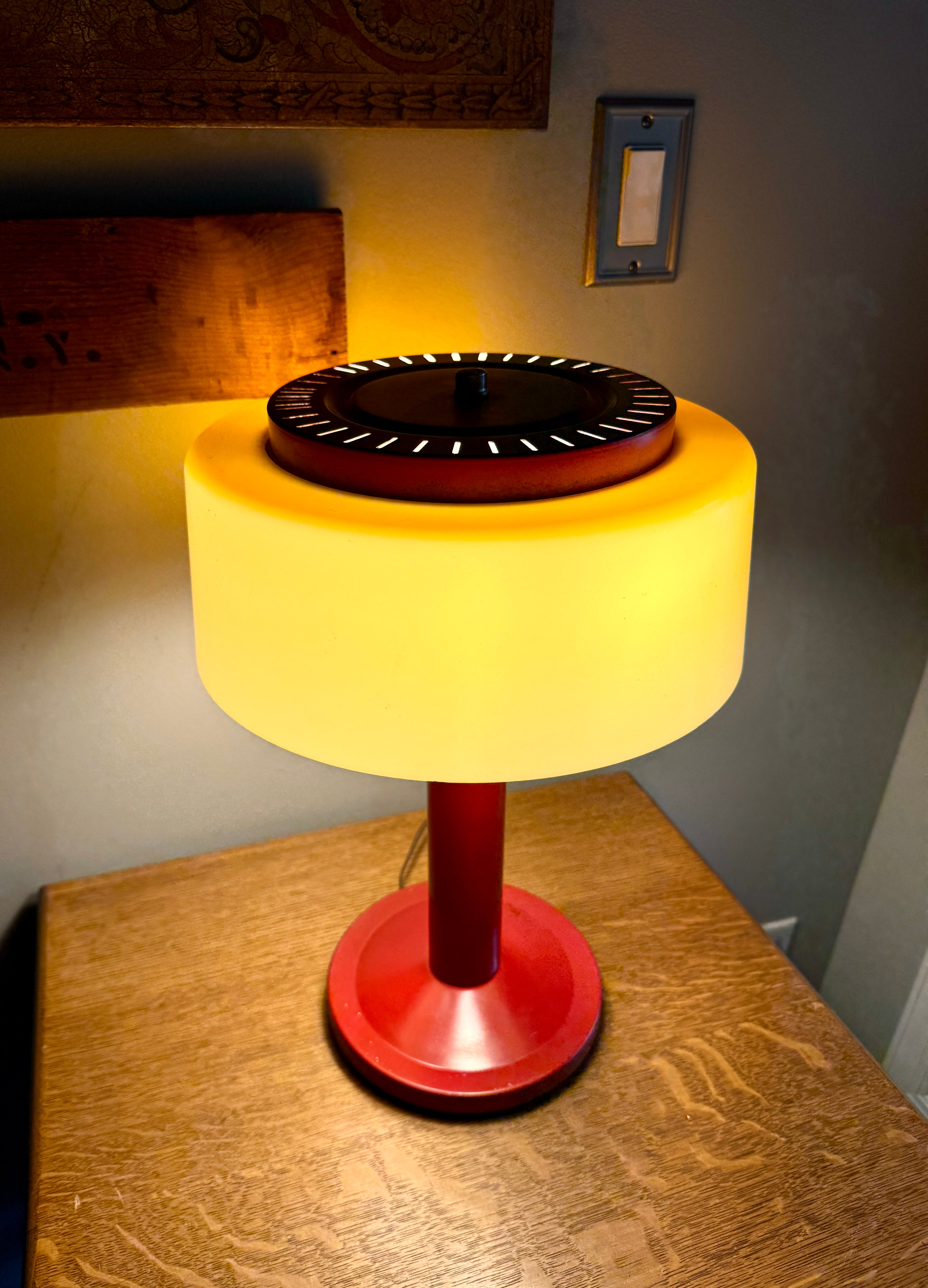 Vtg Red 1970s Plastic Metal Mobilite Lamp ~ Mid Century Modern Mobilite Desk Lamp