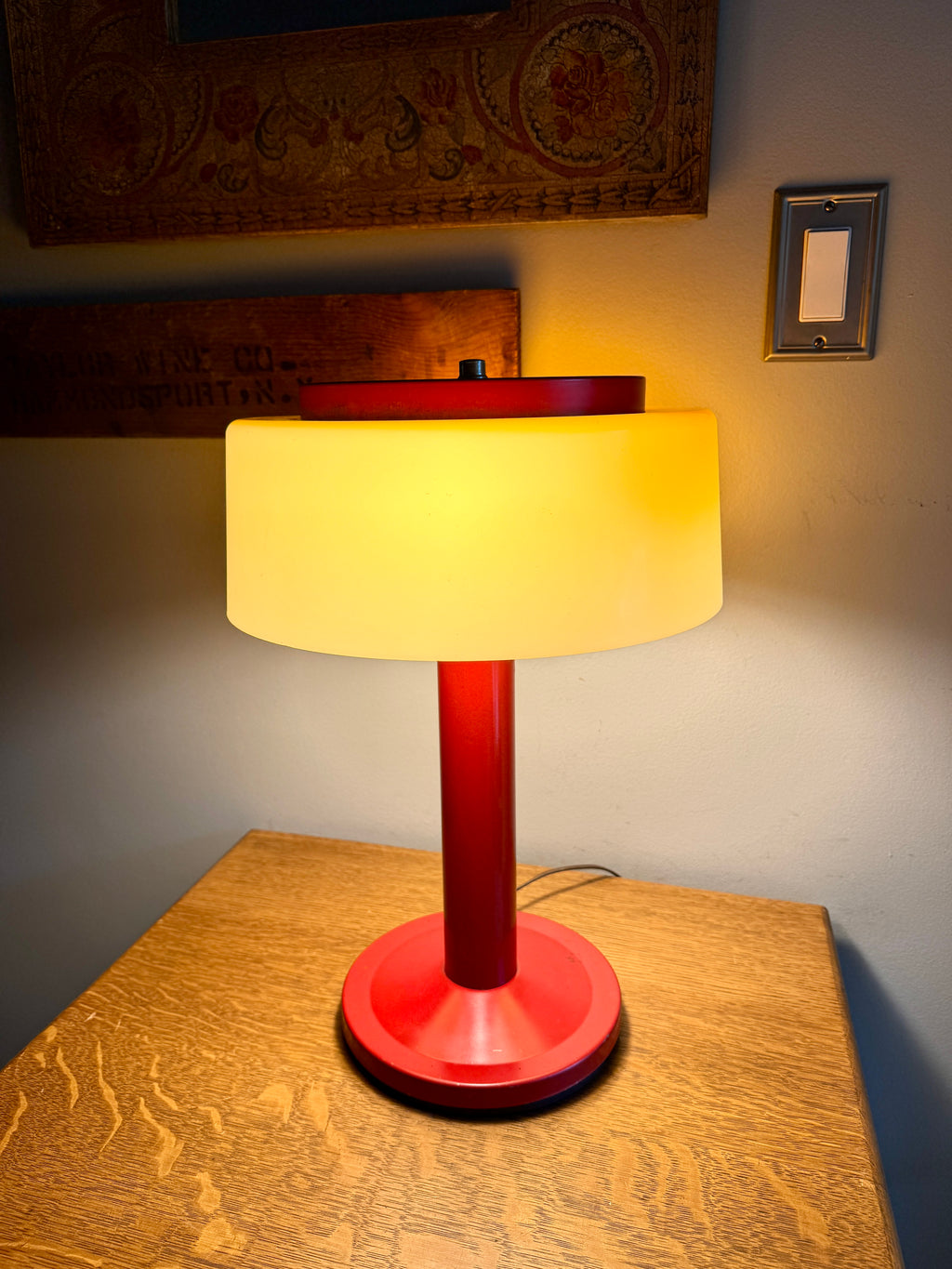 Vtg Red 1970s Plastic Metal Mobilite Lamp ~ Mid Century Modern Mobilite Desk Lamp
