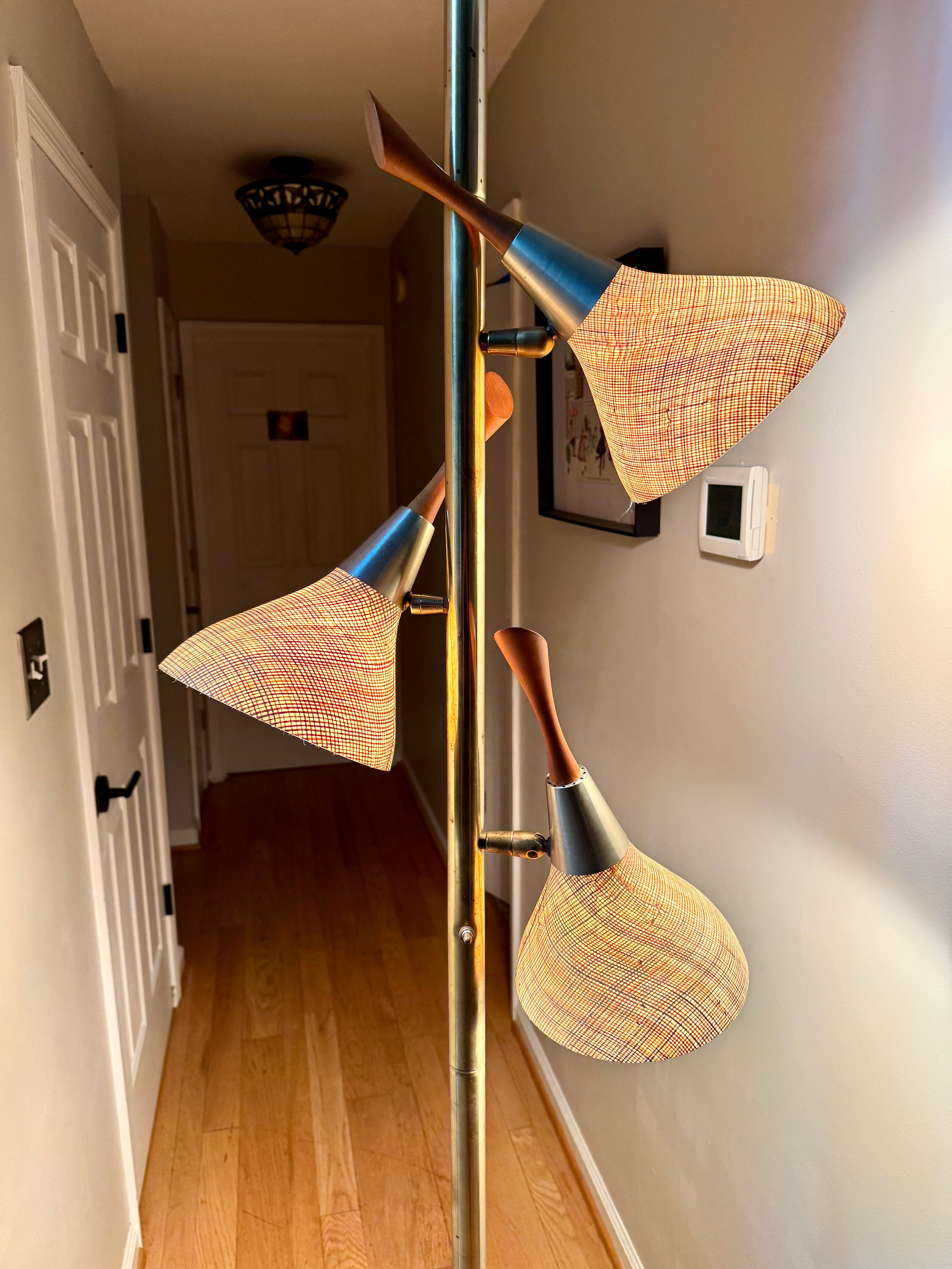 1960's MCM Fiberglass 3 Shade Tension Pole Lamp ~ Danish Modern Adjustable Tension Pole Lamp (Copy)