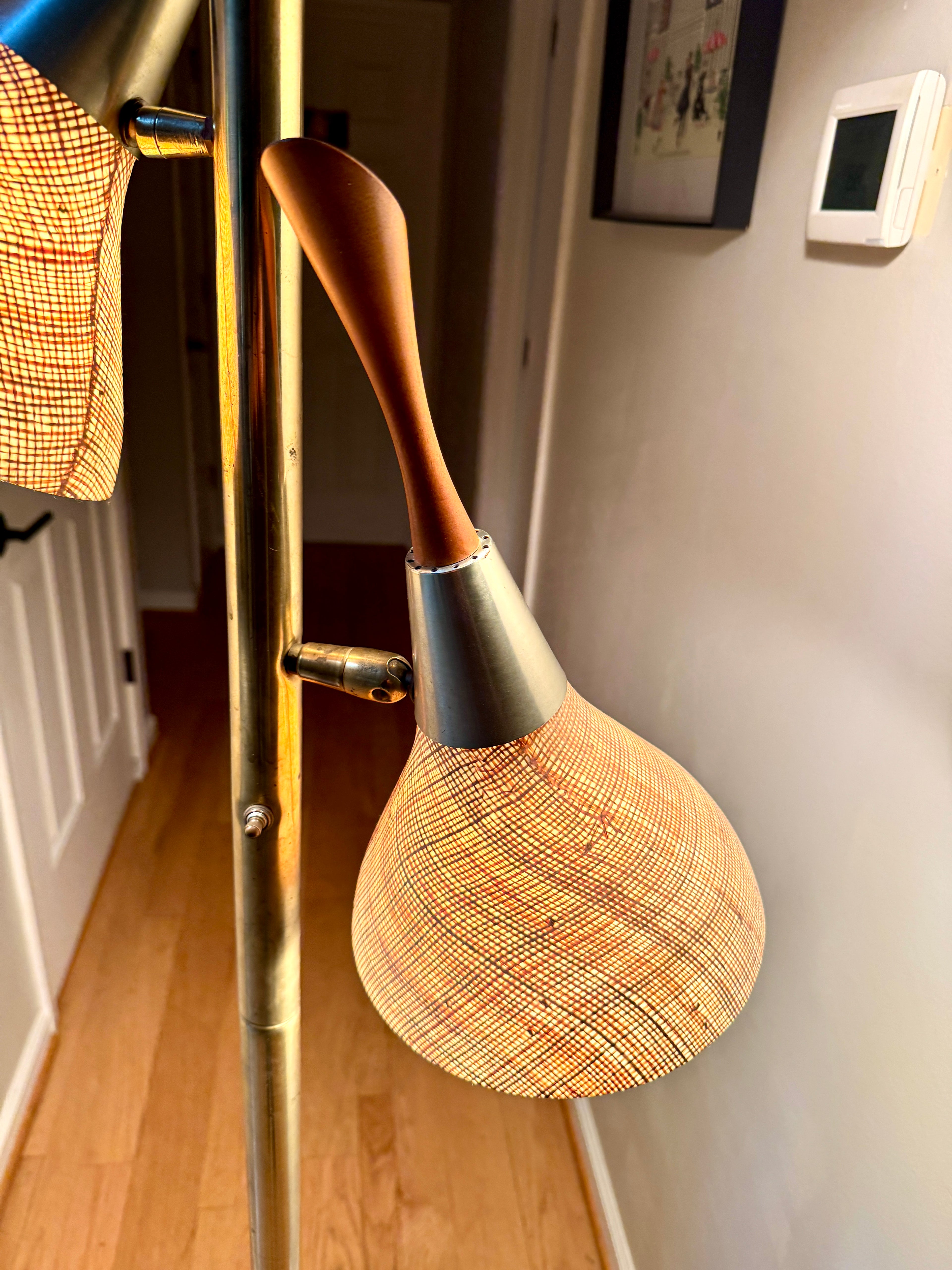 1960's MCM Fiberglass 3 Shade Tension Pole Lamp ~ Danish Modern Adjustable Tension Pole Lamp (Copy)