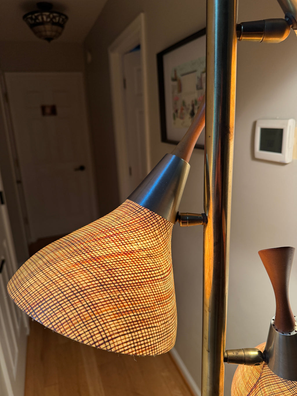 1960's MCM Fiberglass 3 Shade Tension Pole Lamp ~ Danish Modern Adjustable Tension Pole Lamp (Copy)
