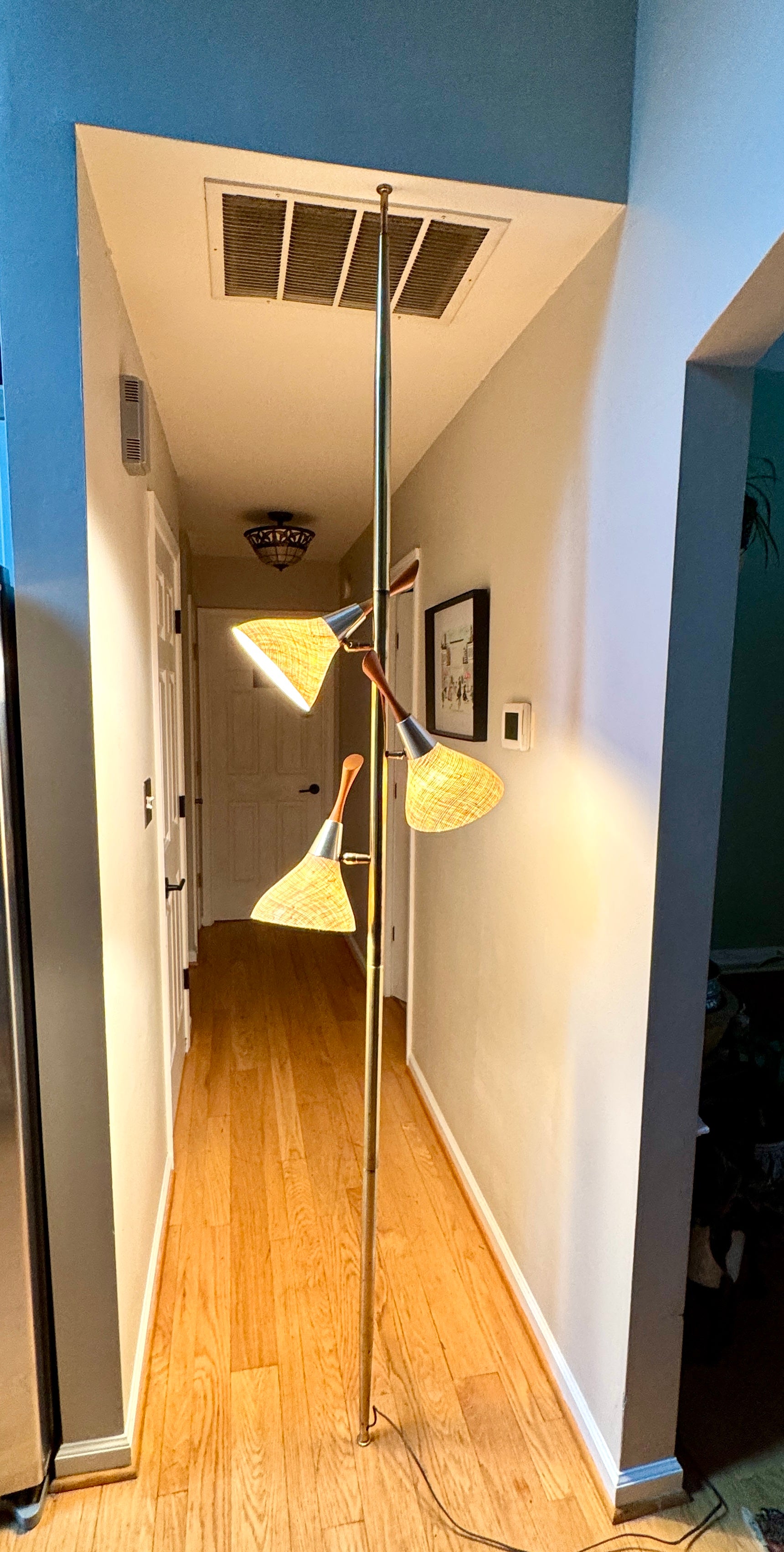 1960's MCM Fiberglass 3 Shade Tension Pole Lamp ~ Danish Modern Adjustable Tension Pole Lamp (Copy)