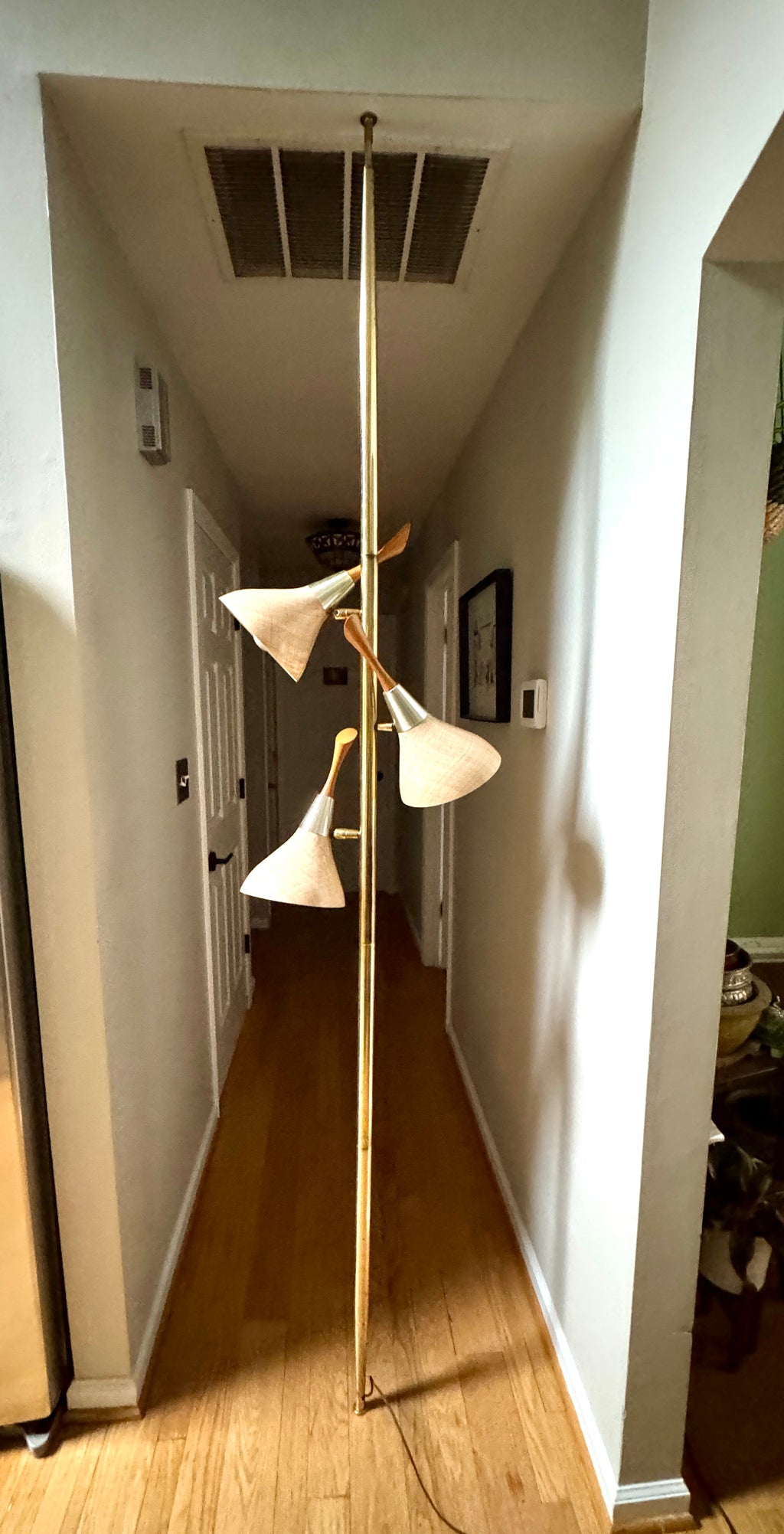 1960's MCM Fiberglass 3 Shade Tension Pole Lamp ~ Danish Modern Adjustable Tension Pole Lamp (Copy)