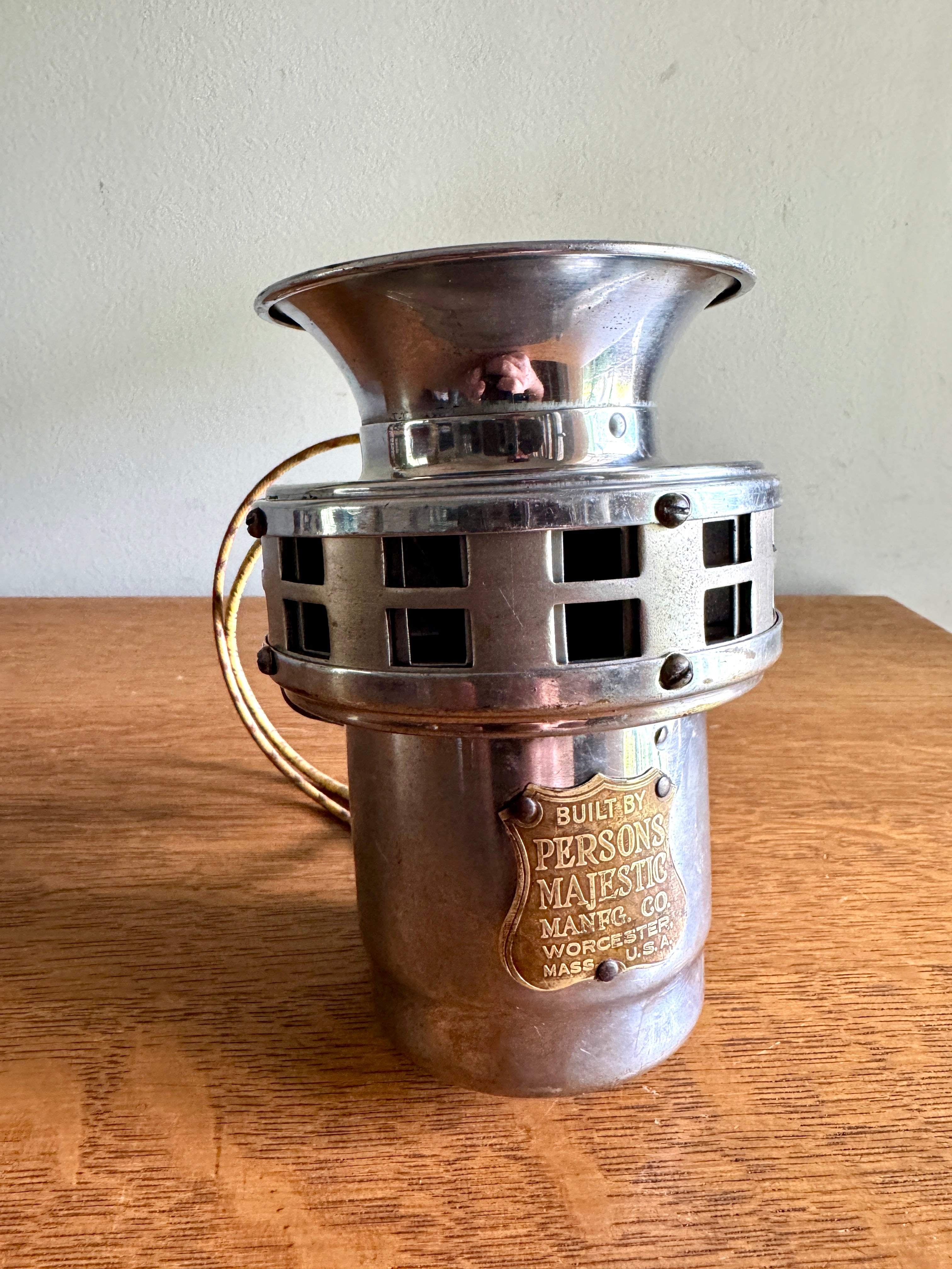 Early Persons Majestic Mfg Co. Electric Siren ~ Chrome Persons Majestic 12v Siren