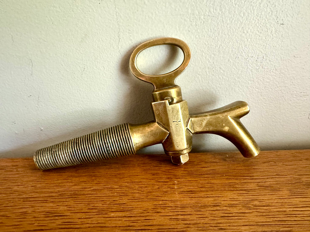 Antique Solid Brass Wine Barrel Spigot | Wood Barrel Keg Beer Tap | Wood Wine Keg Brass Tap | Large Brass Wine/Beer Tap