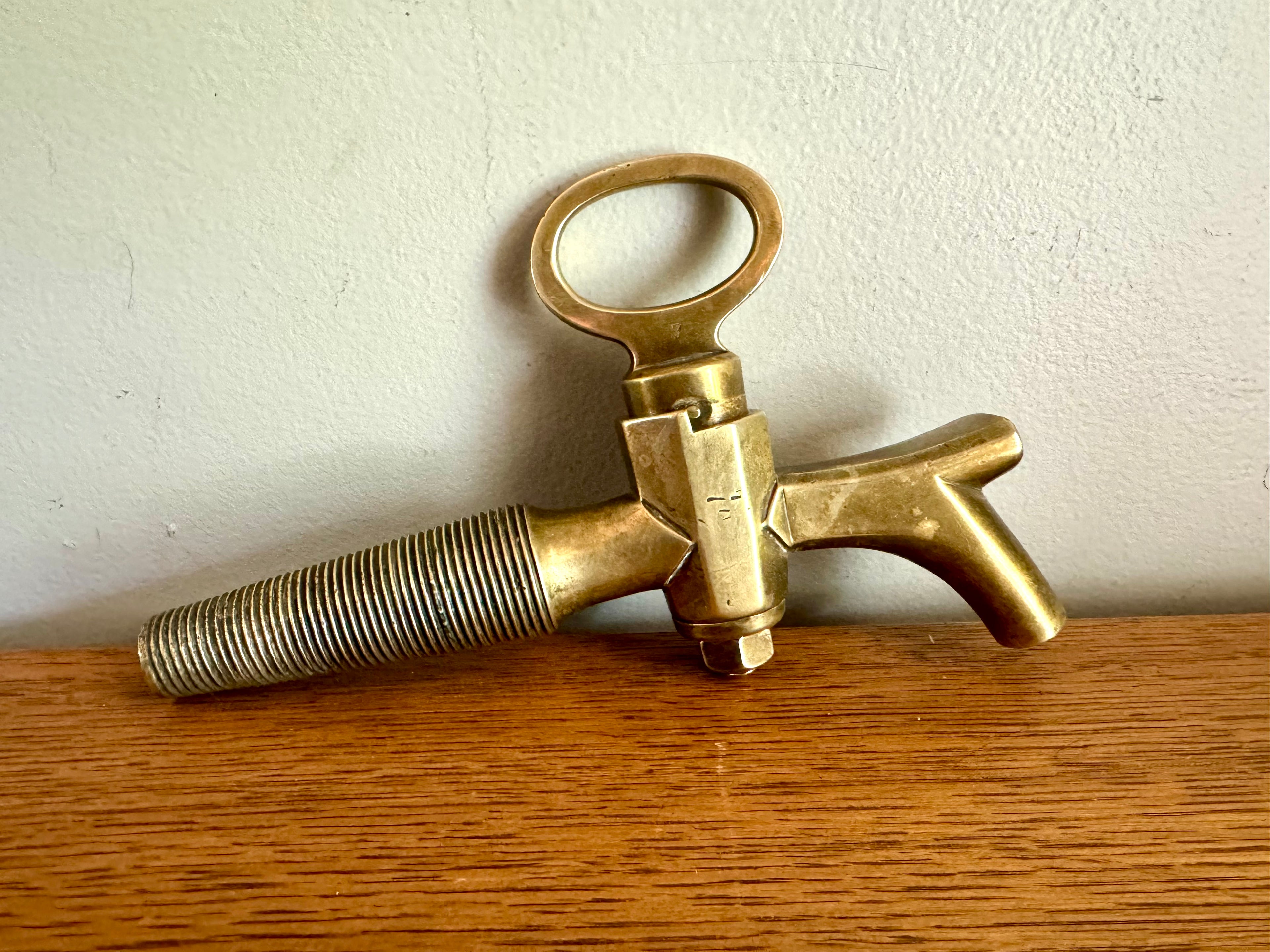 Antique Solid Brass Wine Barrel Spigot | Wood Barrel Keg Beer Tap | Wood Wine Keg Brass Tap | Large Brass Wine/Beer Tap