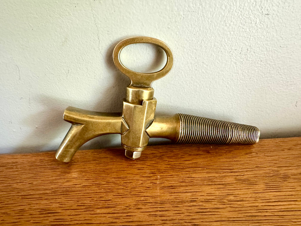 Antique Solid Brass Wine Barrel Spigot | Wood Barrel Keg Beer Tap | Wood Wine Keg Brass Tap | Large Brass Wine/Beer Tap