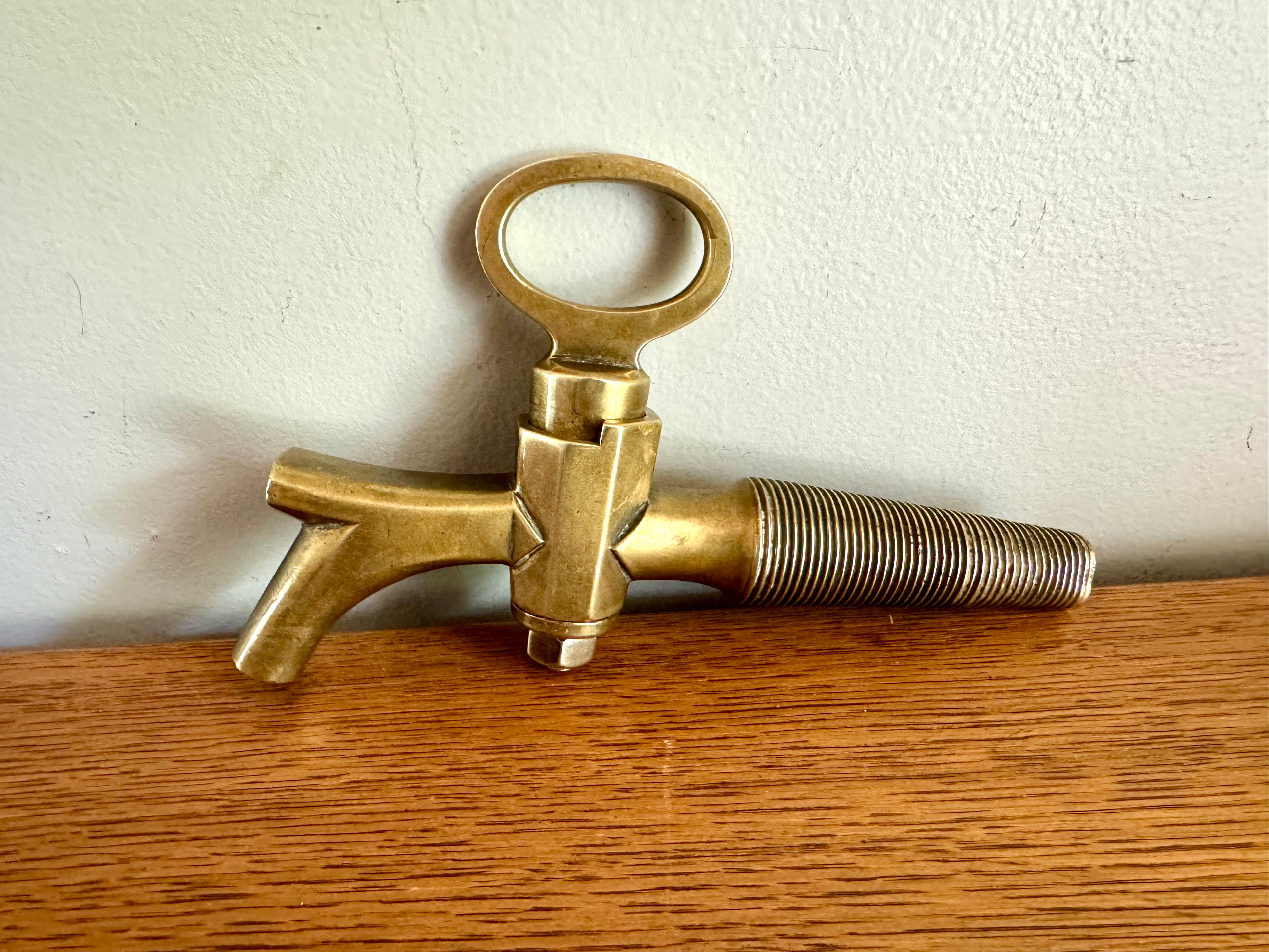 Antique Solid Brass Wine Barrel Spigot | Wood Barrel Keg Beer Tap | Wood Wine Keg Brass Tap | Large Brass Wine/Beer Tap