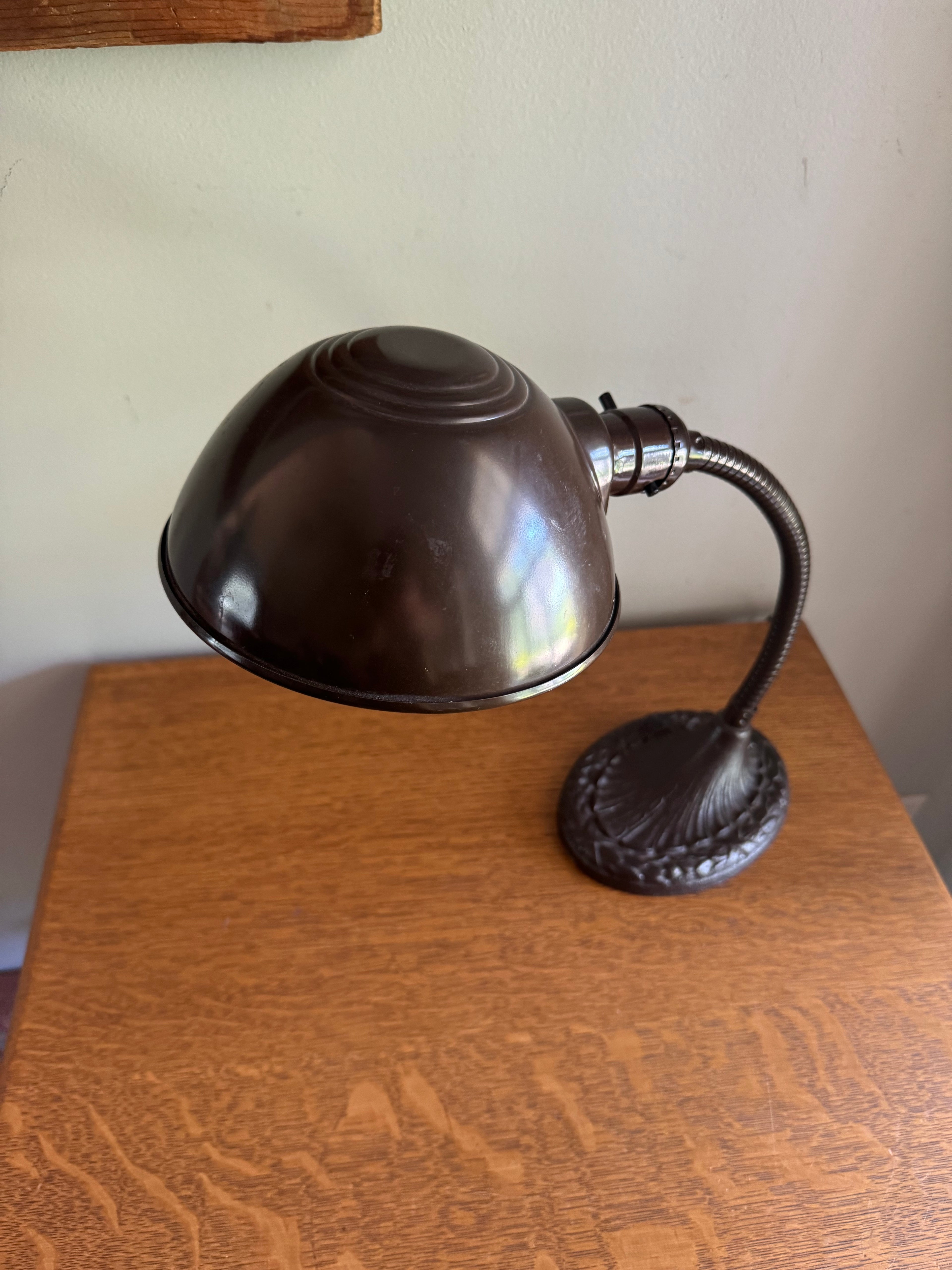 Vintage Eagle Goose Neck Lamp | Industrial Adjustable Desk Lamp | Eagle Cast Iron Desk Lamp | Brown Metal Desk Lamp | Rustic Desk Lamp