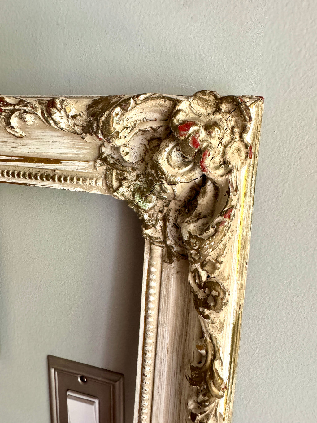 Antique French Baroque Style Frame ~ Ornate Carved Wood Antique Framed 28" x 24" Opening