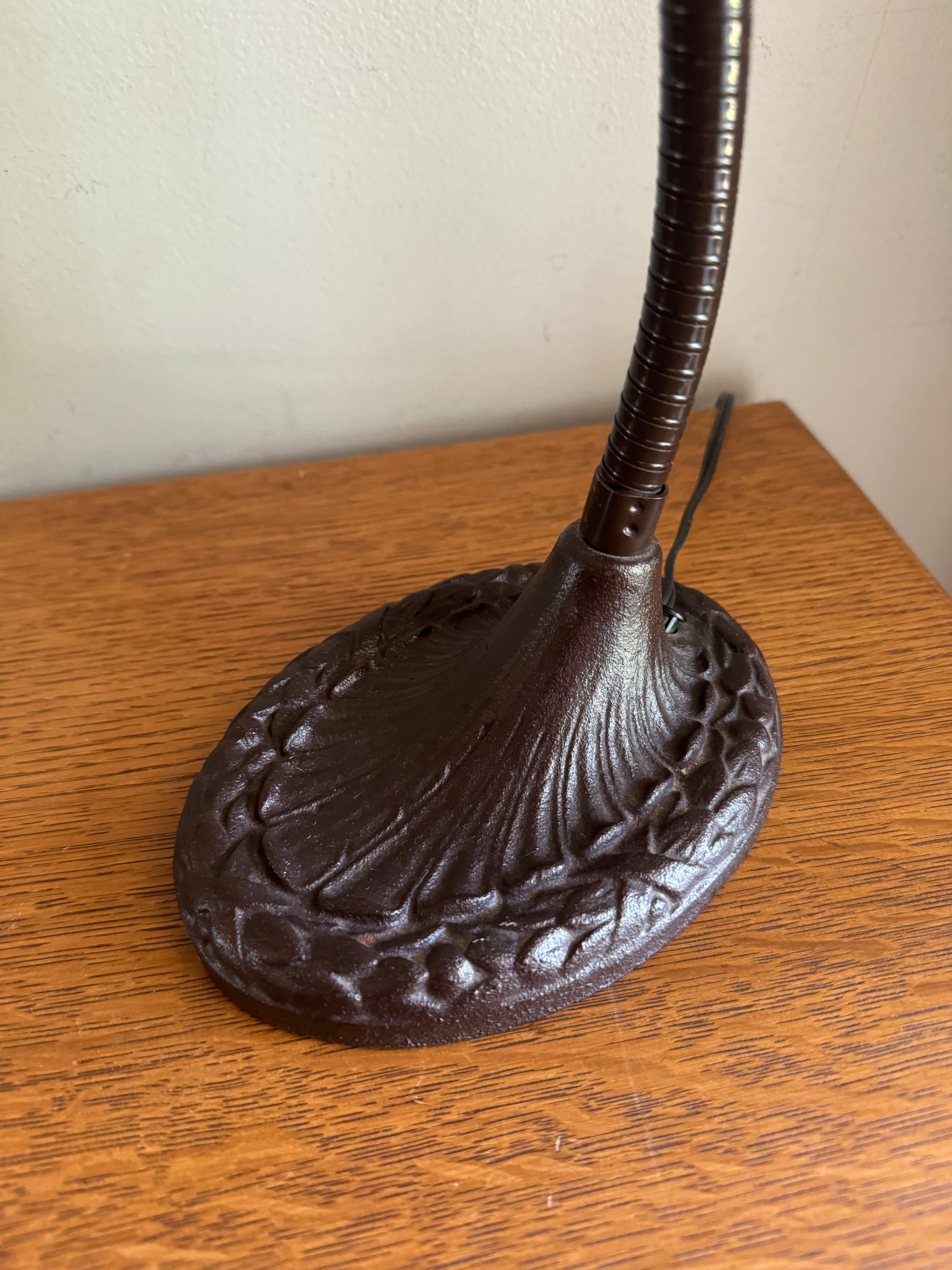 Vintage Eagle Goose Neck Lamp | Industrial Adjustable Desk Lamp | Eagle Cast Iron Desk Lamp | Brown Metal Desk Lamp | Rustic Desk Lamp