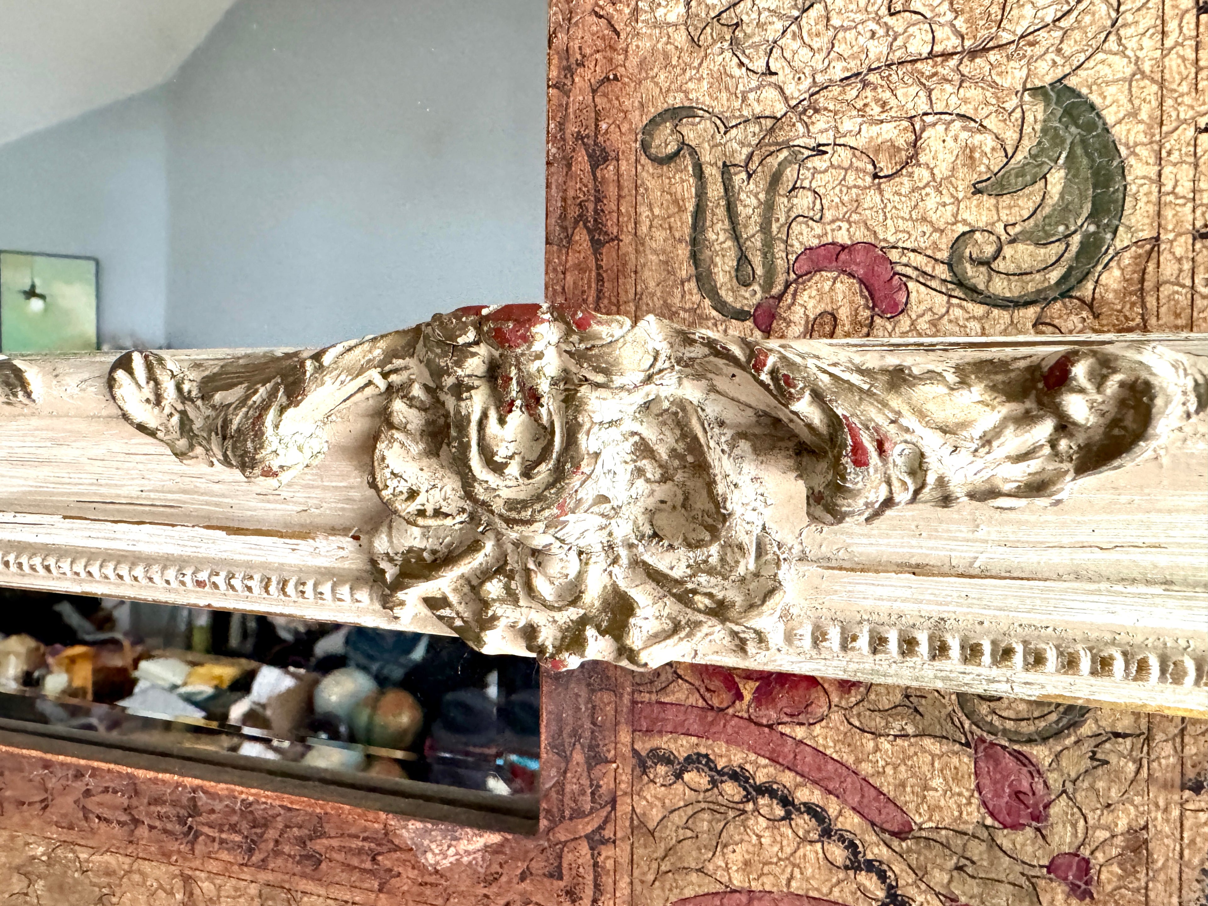 Antique French Baroque Style Frame ~ Ornate Carved Wood Antique Framed 28" x 24" Opening