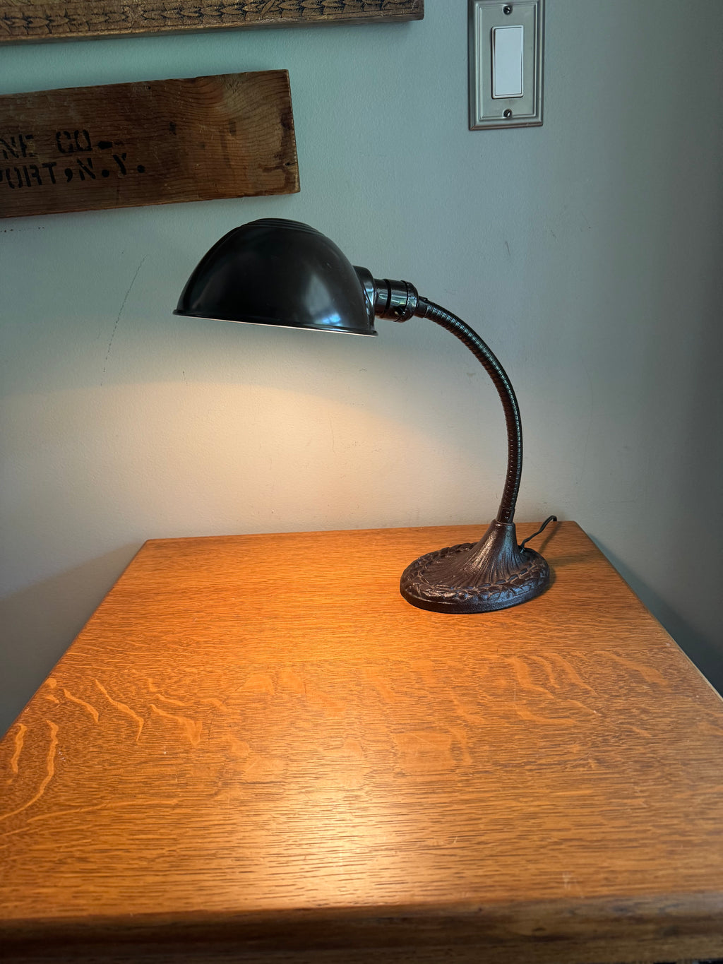 Vintage Eagle Goose Neck Lamp | Industrial Adjustable Desk Lamp | Eagle Cast Iron Desk Lamp | Brown Metal Desk Lamp | Rustic Desk Lamp