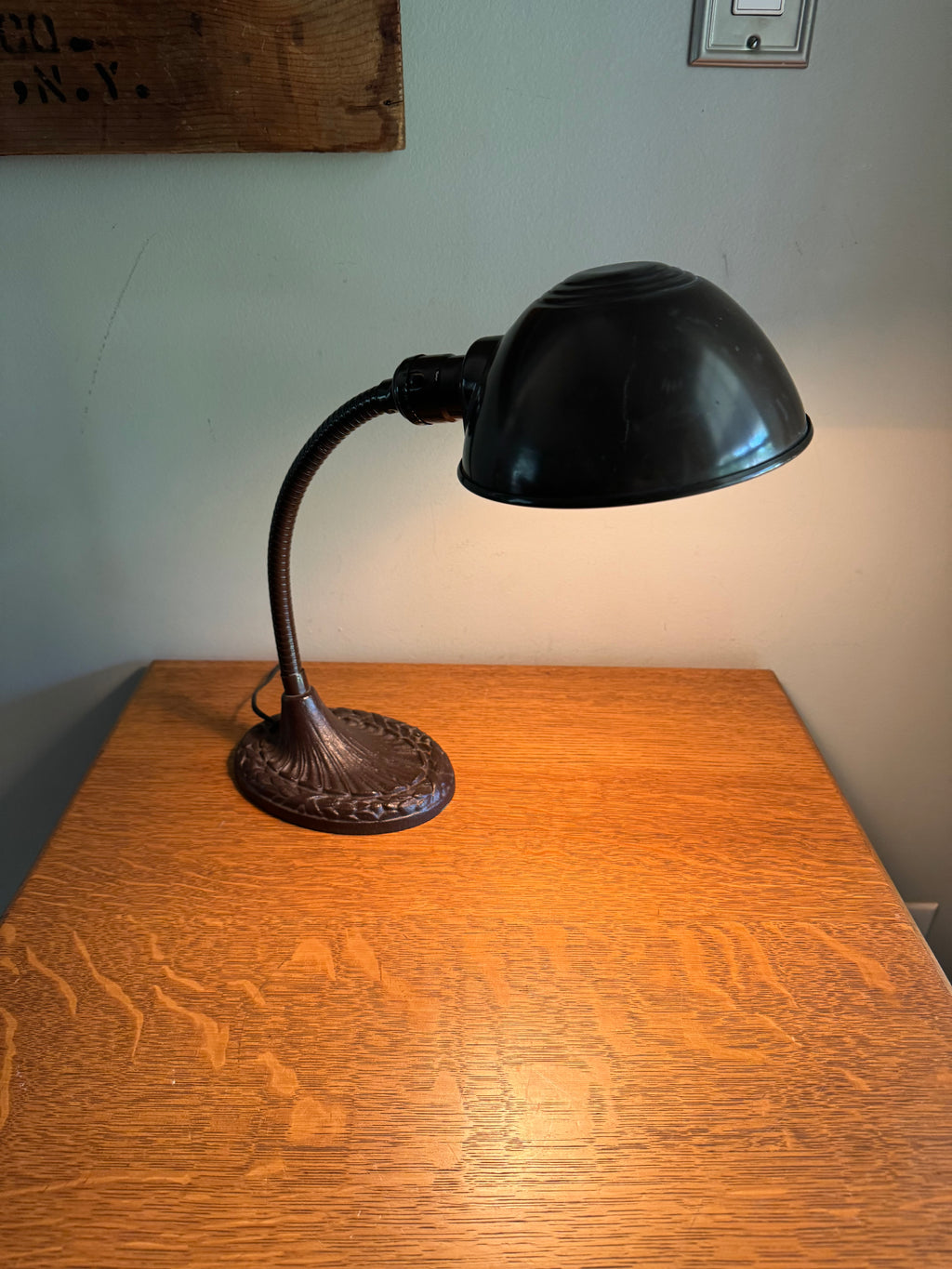 Vintage Eagle Goose Neck Lamp | Industrial Adjustable Desk Lamp | Eagle Cast Iron Desk Lamp | Brown Metal Desk Lamp | Rustic Desk Lamp