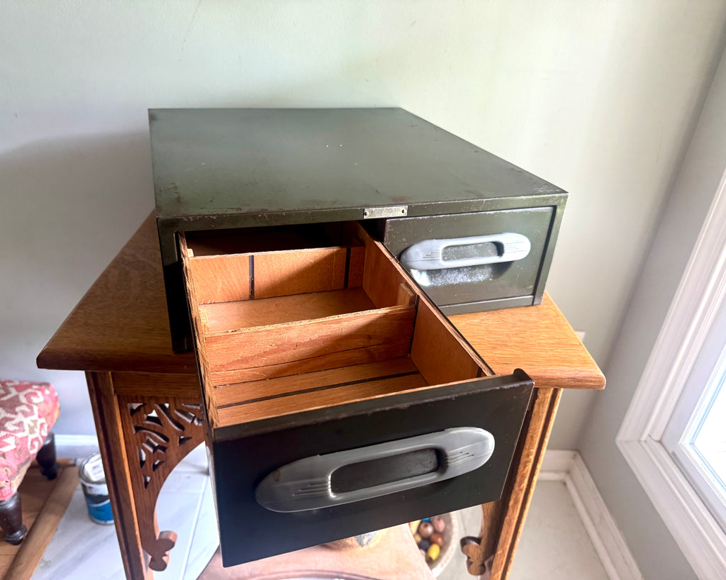 Vtg Art Deco Wright & Co. Card Catalog Cabinet ~ 2 Drawer Storage Cabinet