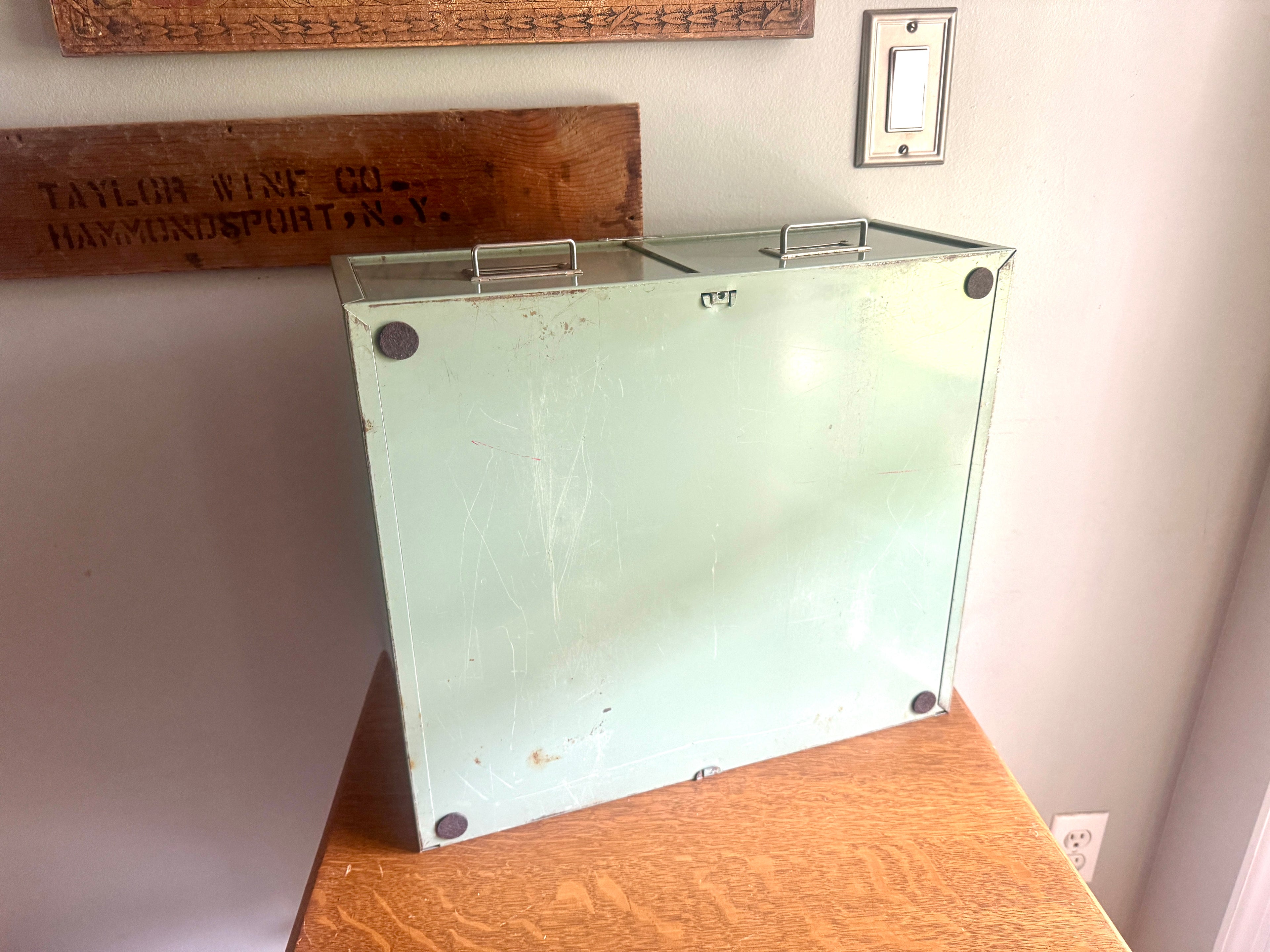 Vtg Distressed Light Green Steelmaster Cabinet | Mint Green Metal Index Card Catalog | Double Drawer Storage | Industrial Storage Bin | Library Card Cabinet (Copy)