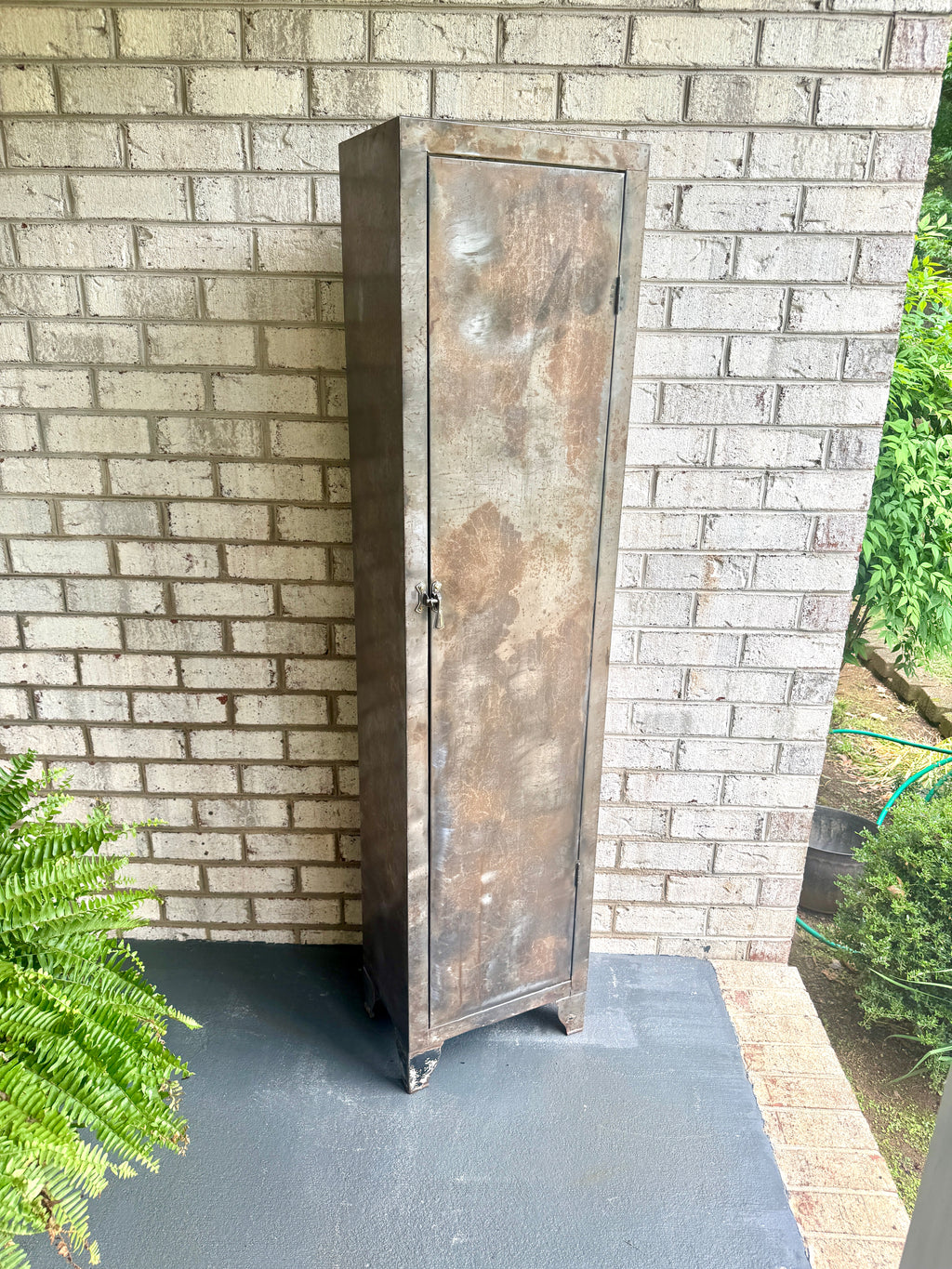 Vtg Metal Distressed Patina Finish Art Deco Cabinet ~ Rustic Metal Cabinet Locker