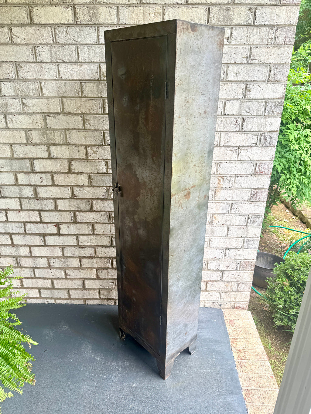 Vtg Metal Distressed Patina Finish Art Deco Cabinet ~ Rustic Metal Cabinet Locker