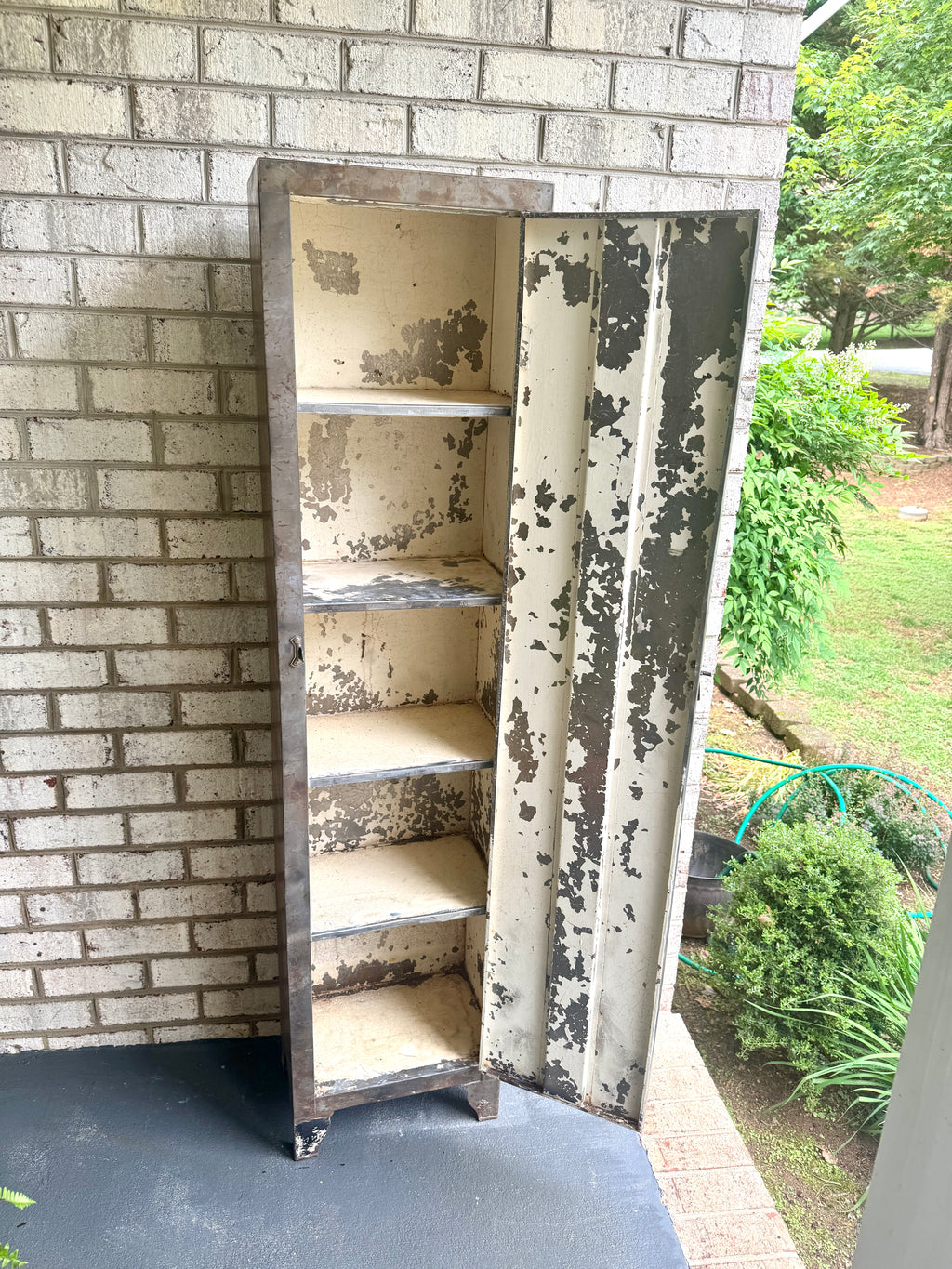 Vtg Metal Distressed Patina Finish Art Deco Cabinet ~ Rustic Metal Cabinet Locker