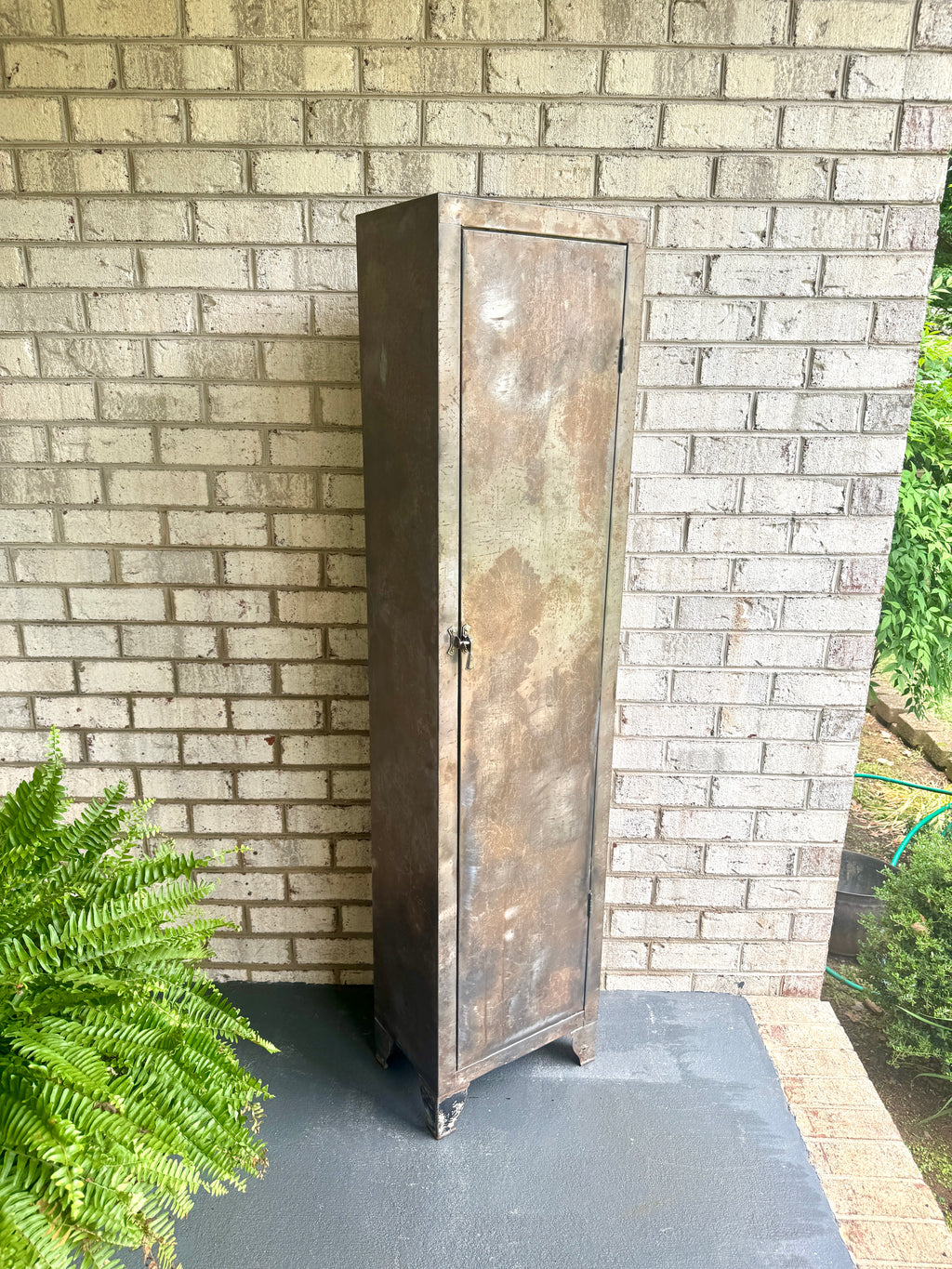 Vtg Metal Distressed Patina Finish Art Deco Cabinet ~ Rustic Metal Cabinet Locker