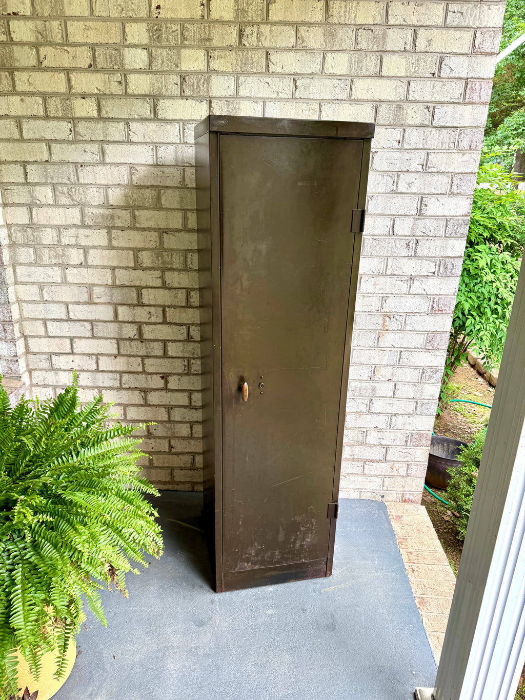 Vtg Industrial Steel Cabinet With Adjustable Shelves ~ Distressed Green Industrial Cabinet