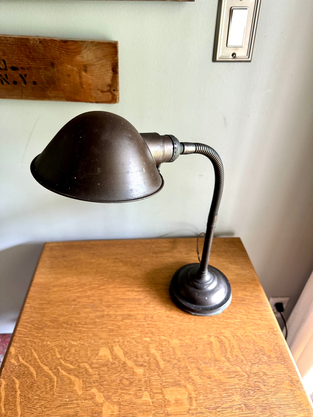 Distressed Faries Gooseneck Table Lamp | Brass Gooseneck Desk Lamp | Adjustable Desk Lamp | Rustic Lamp | Industrial Desk Lamp