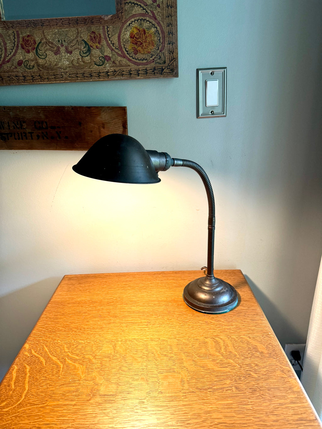 Distressed Faries Gooseneck Table Lamp | Brass Gooseneck Desk Lamp | Adjustable Desk Lamp | Rustic Lamp | Industrial Desk Lamp