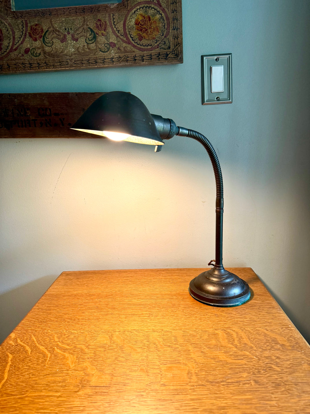 Distressed Faries Gooseneck Table Lamp | Brass Gooseneck Desk Lamp | Adjustable Desk Lamp | Rustic Lamp | Industrial Desk Lamp