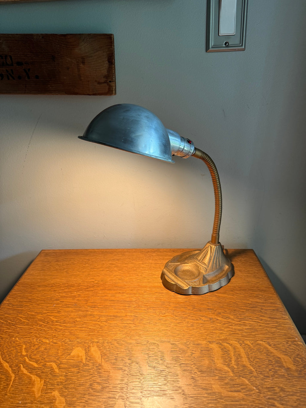 Nautical Themed Gooseneck Lamp | Industrial Adjustable Desk Lamp | Art Deco Nautical Cast Iron Desk Lamp| Distressed Metal Desk Lamp