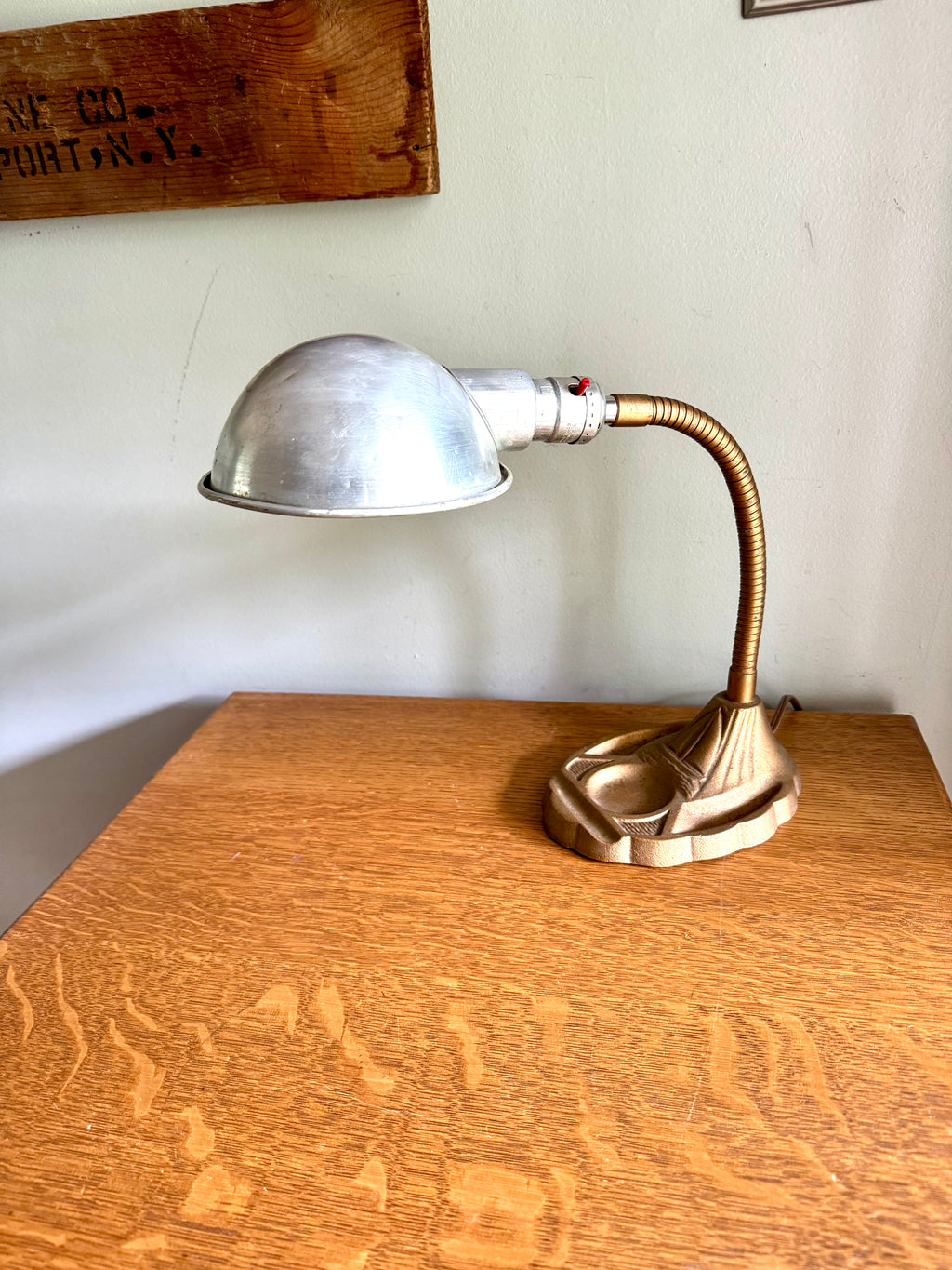 Nautical Themed Gooseneck Lamp | Industrial Adjustable Desk Lamp | Art Deco Nautical Cast Iron Desk Lamp| Distressed Metal Desk Lamp