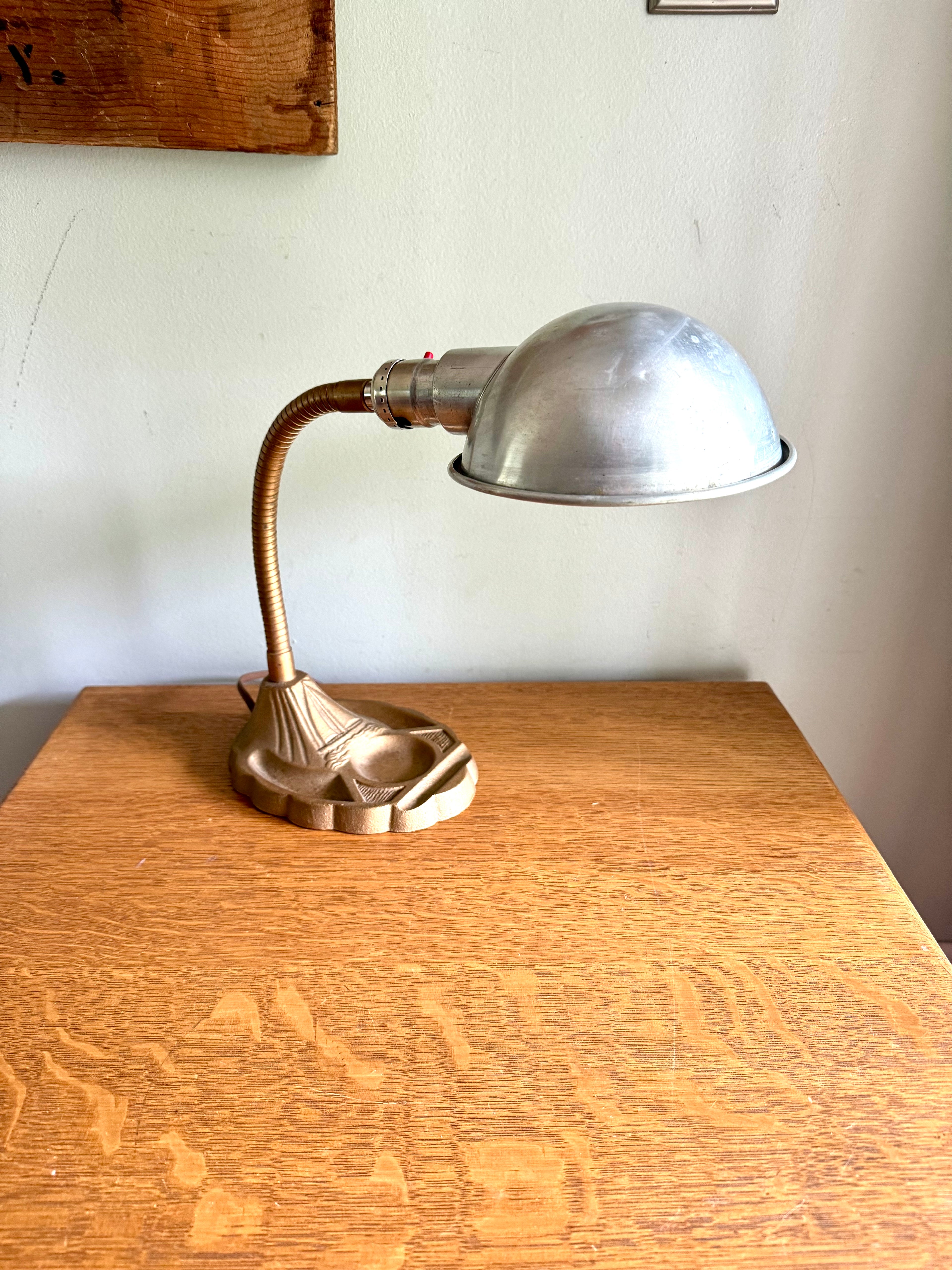 Nautical Themed Gooseneck Lamp | Industrial Adjustable Desk Lamp | Art Deco Nautical Cast Iron Desk Lamp| Distressed Metal Desk Lamp
