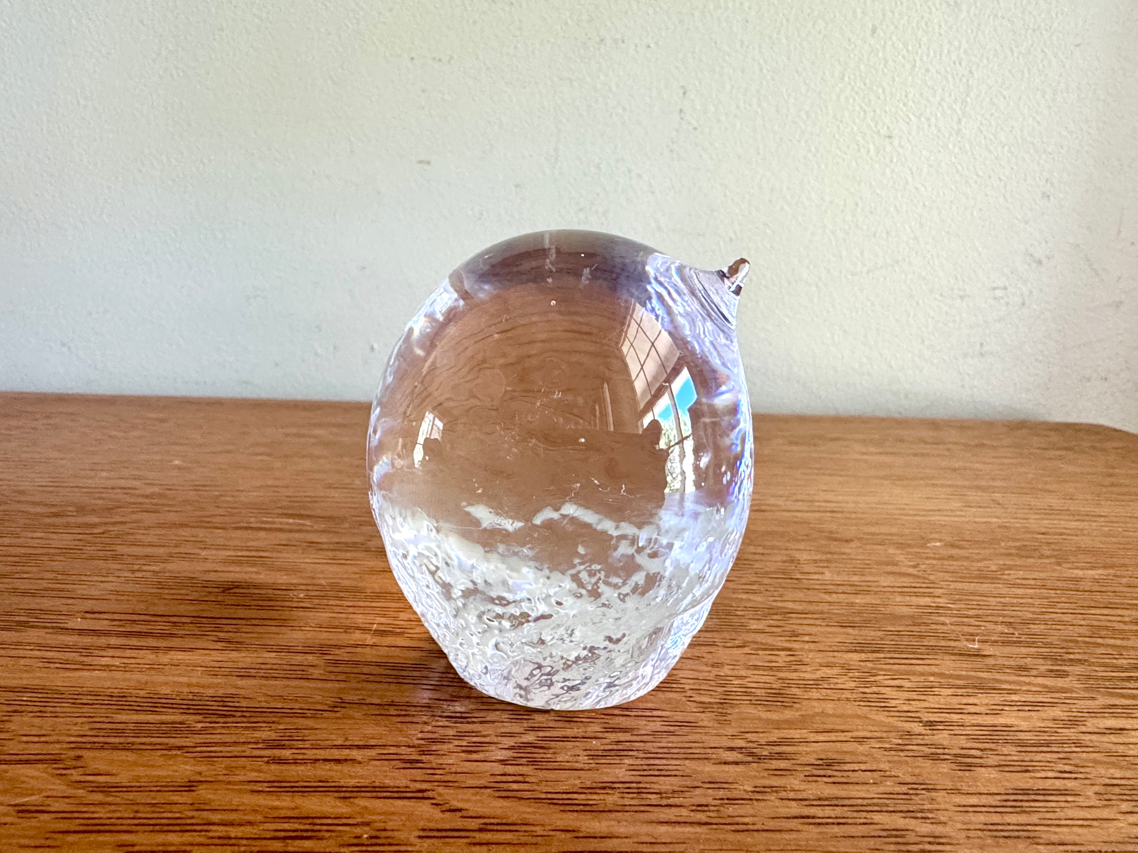 Kosta Boda Bird Glass Sculpture, Göran Wärff Signed, Swedish Glass Art Paperweight