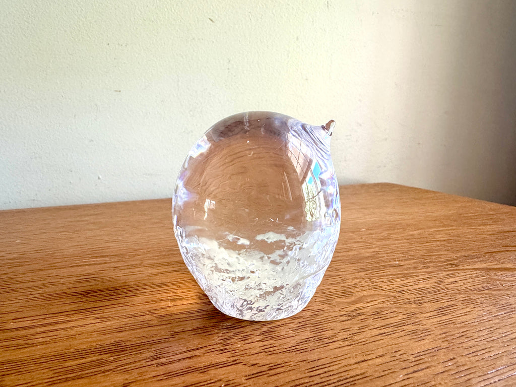 Kosta Boda Bird Glass Sculpture, Göran Wärff Signed, Swedish Glass Art Paperweight