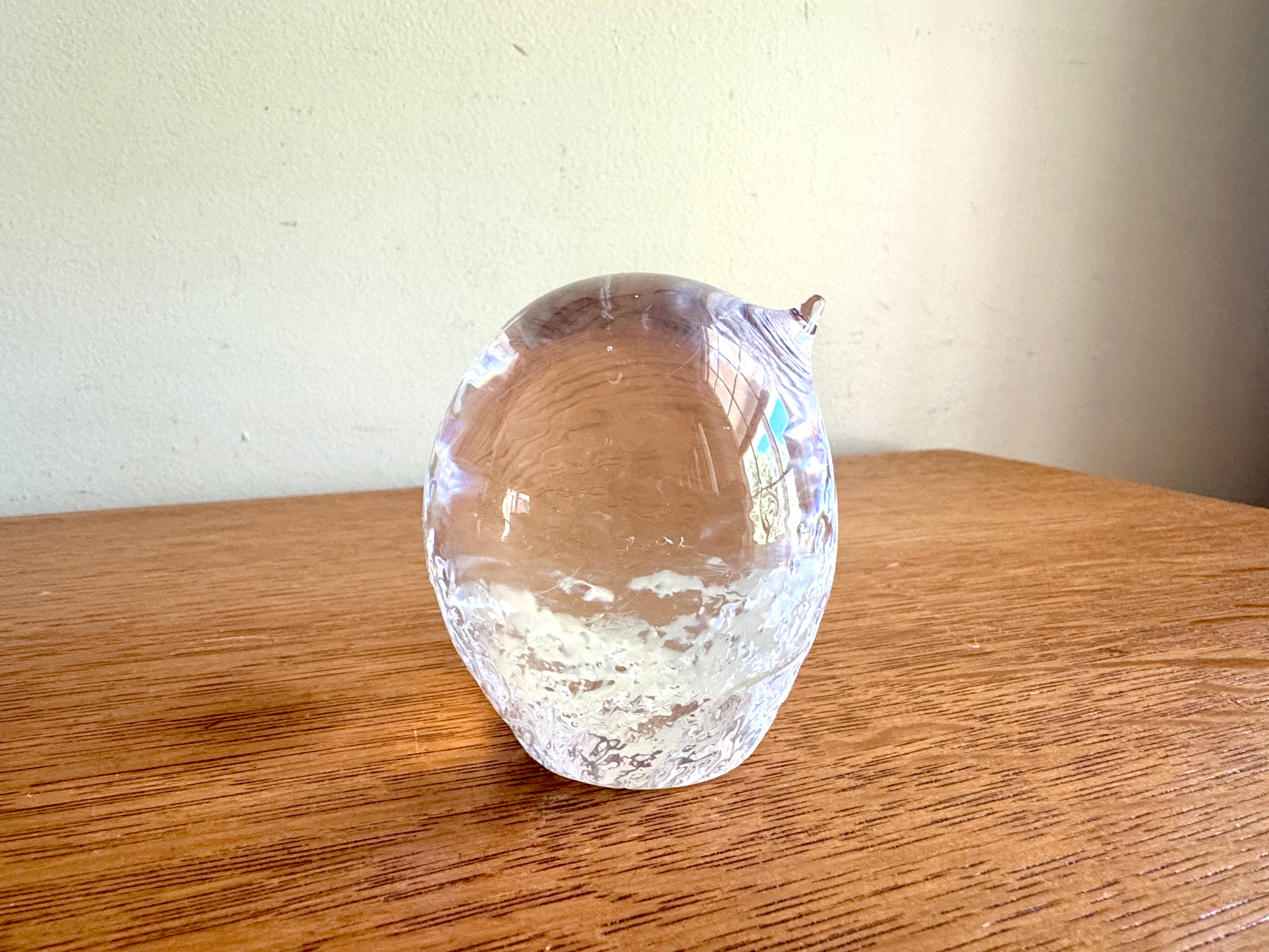 Kosta Boda Bird Glass Sculpture, Göran Wärff Signed, Swedish Glass Art Paperweight