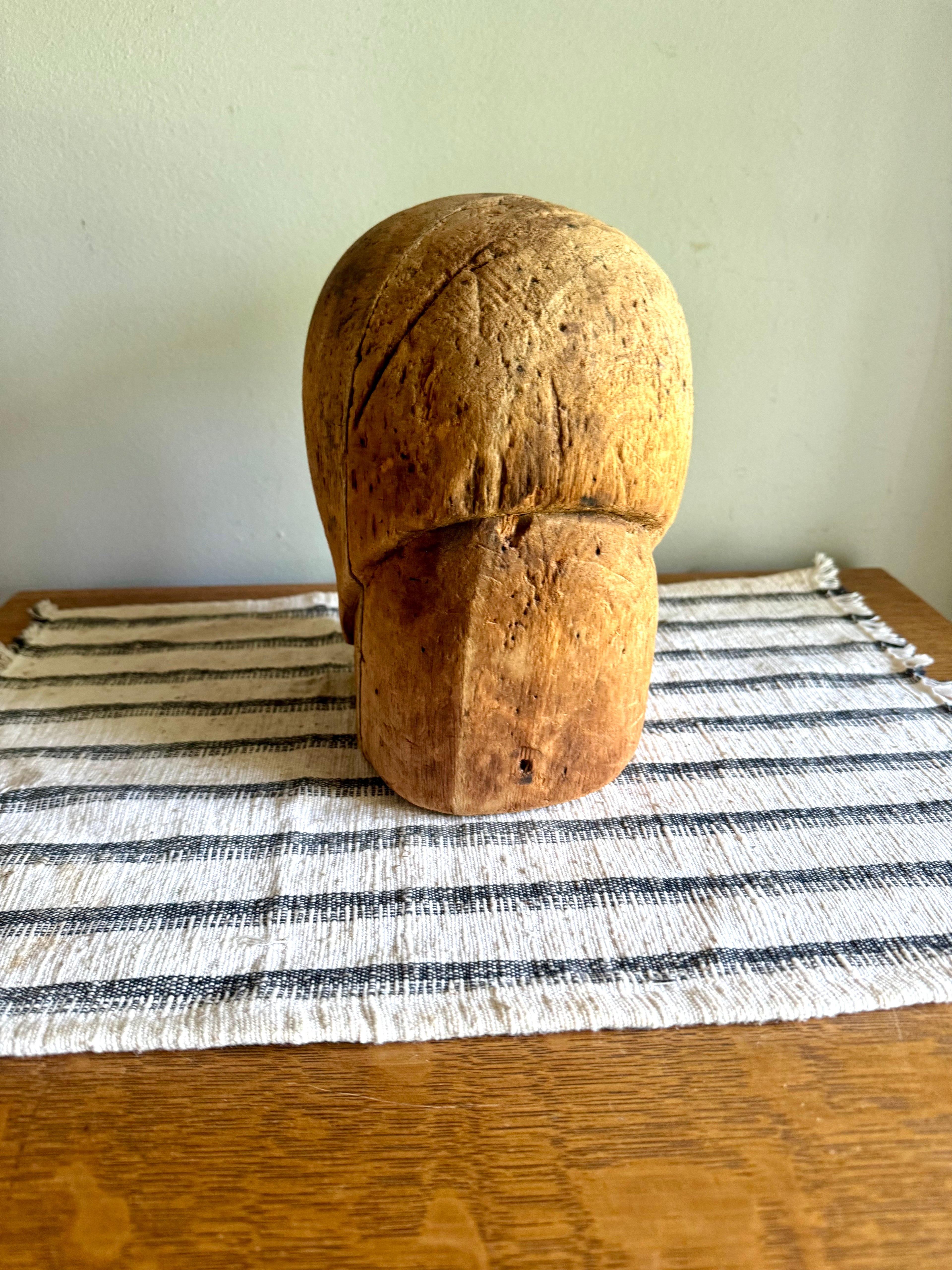 Antique Balsa Millinery Hat Block | Balsa Hat Form | Wood Block Hat Form | Wood Hat Last | Hat Form Stretcher | Millinery Hat Block Tool