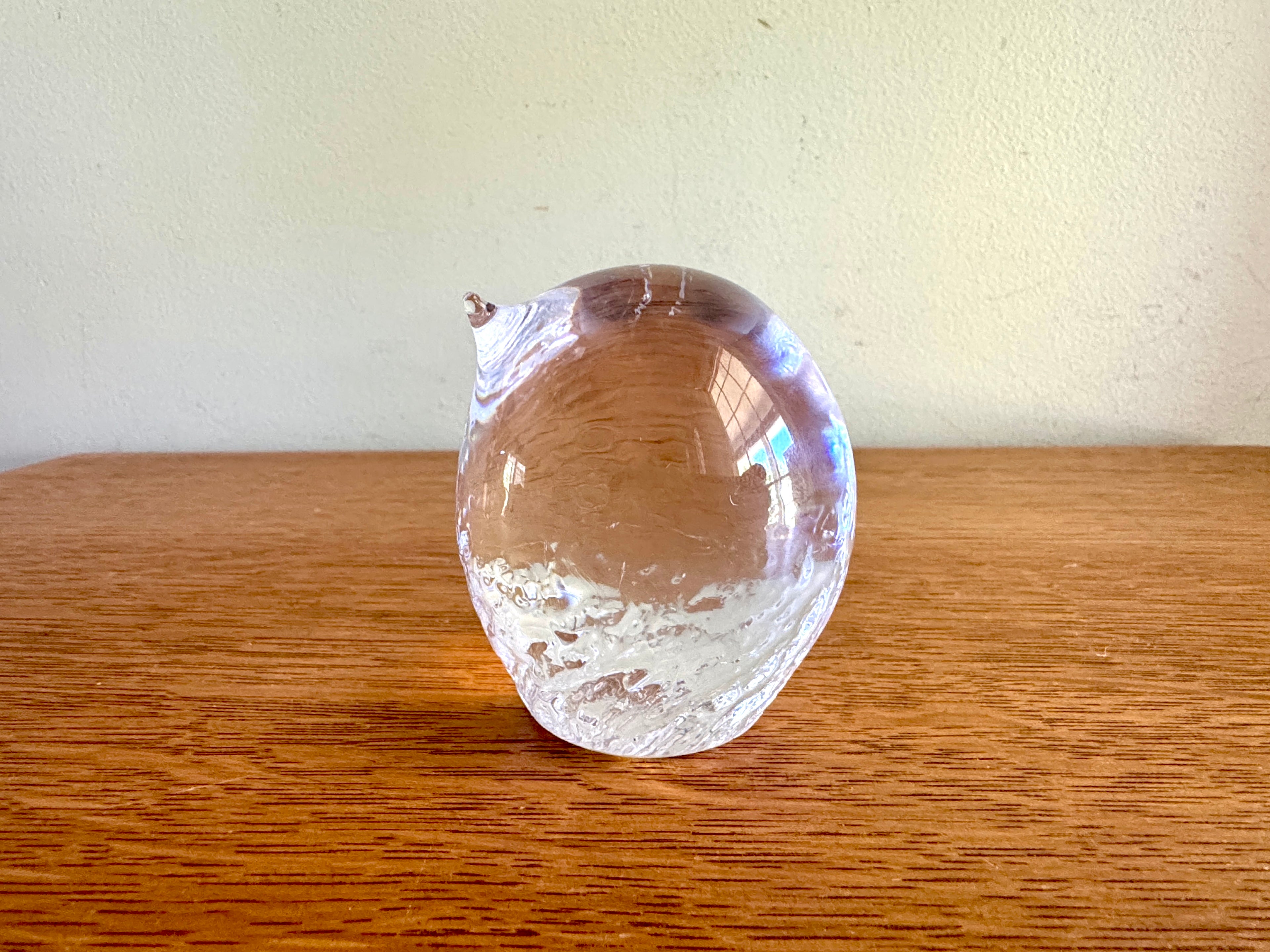 Kosta Boda Bird Glass Sculpture, Göran Wärff Signed, Swedish Glass Art Paperweight