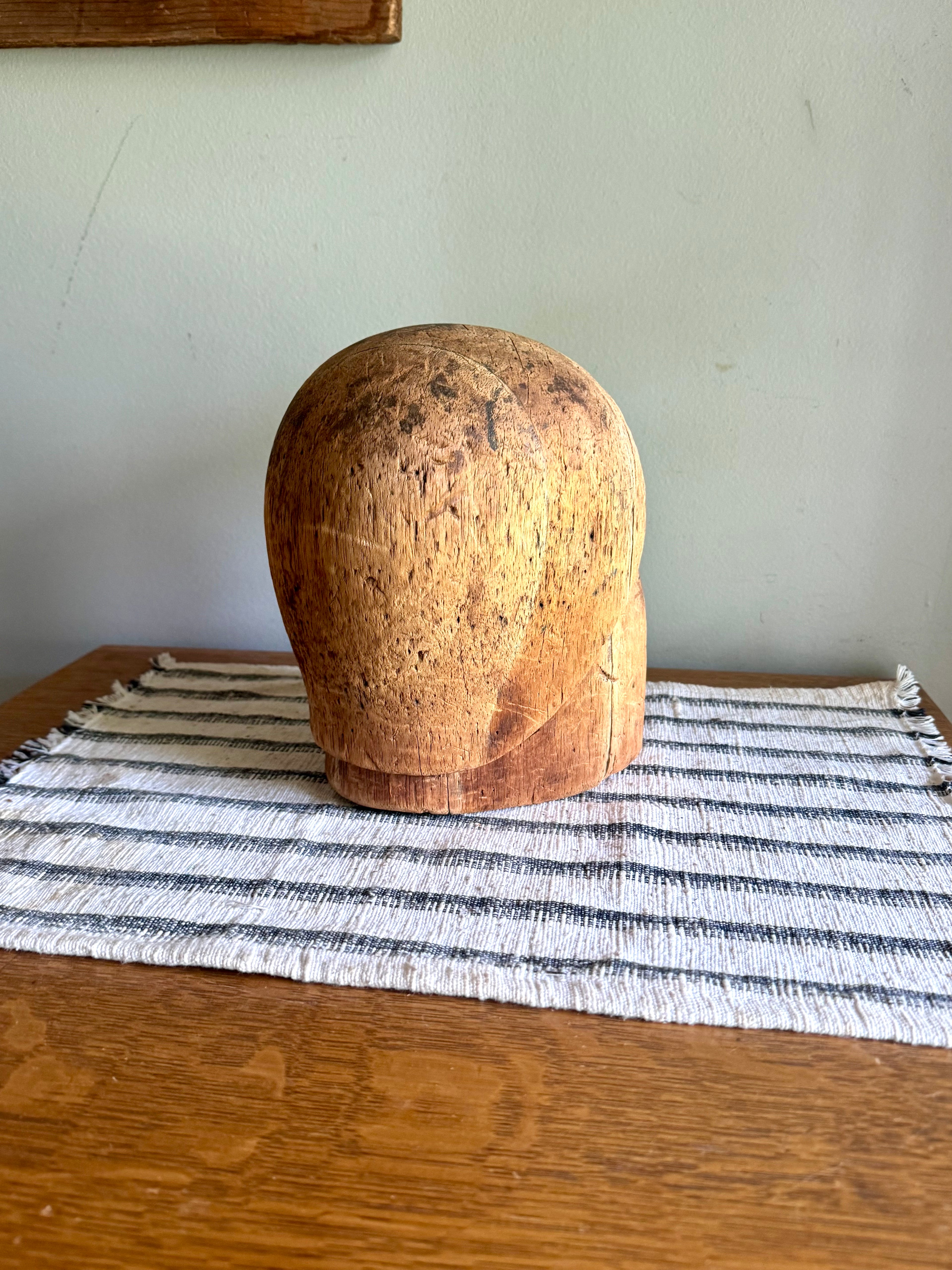 Antique Balsa Millinery Hat Block | Balsa Hat Form | Wood Block Hat Form | Wood Hat Last | Hat Form Stretcher | Millinery Hat Block Tool