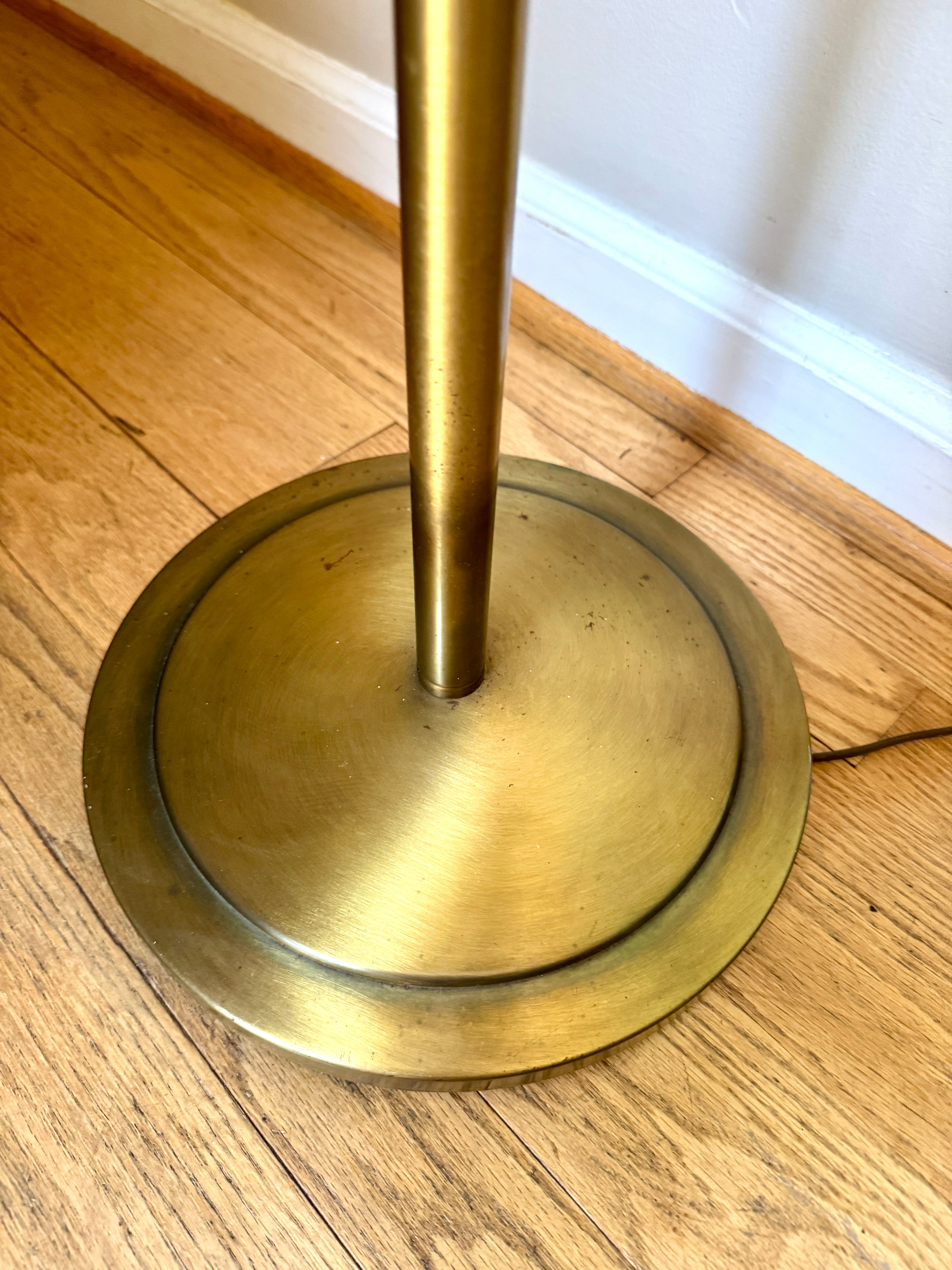 Vtg Pierced Brass Tone 3 Fixture MCM Floor Lamp ~ MCM Cone Floor Lamp