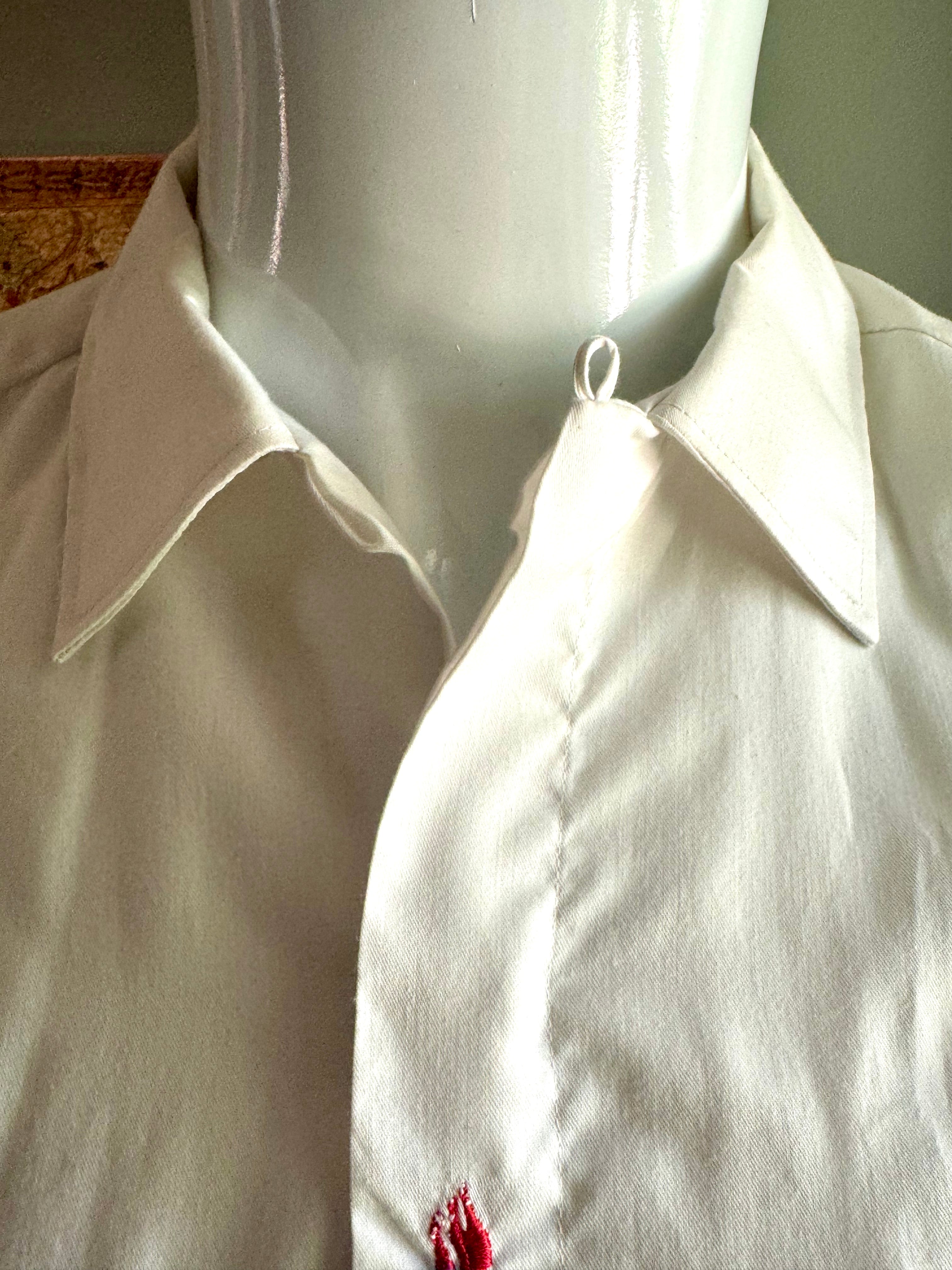 Vintage Pepsi Cola Bowling Club Shirt | White and Red 50's Bowling Shirt | Hilton Bowling Shirt (M) June Hicks Shirt | Chain Stitched Shirt