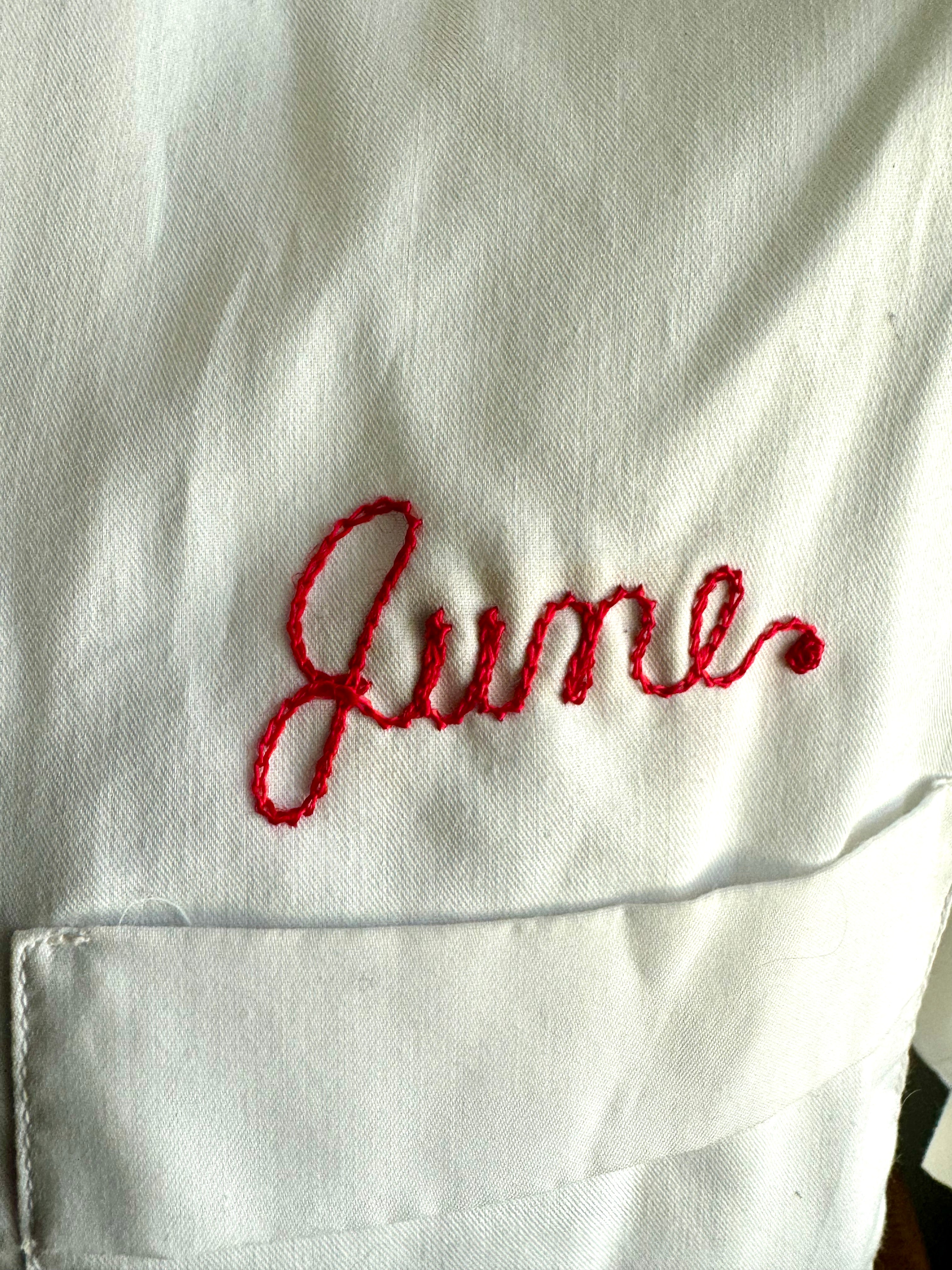 Vintage Pepsi Cola Bowling Club Shirt | White and Red 50's Bowling Shirt | Hilton Bowling Shirt (M) June Hicks Shirt | Chain Stitched Shirt