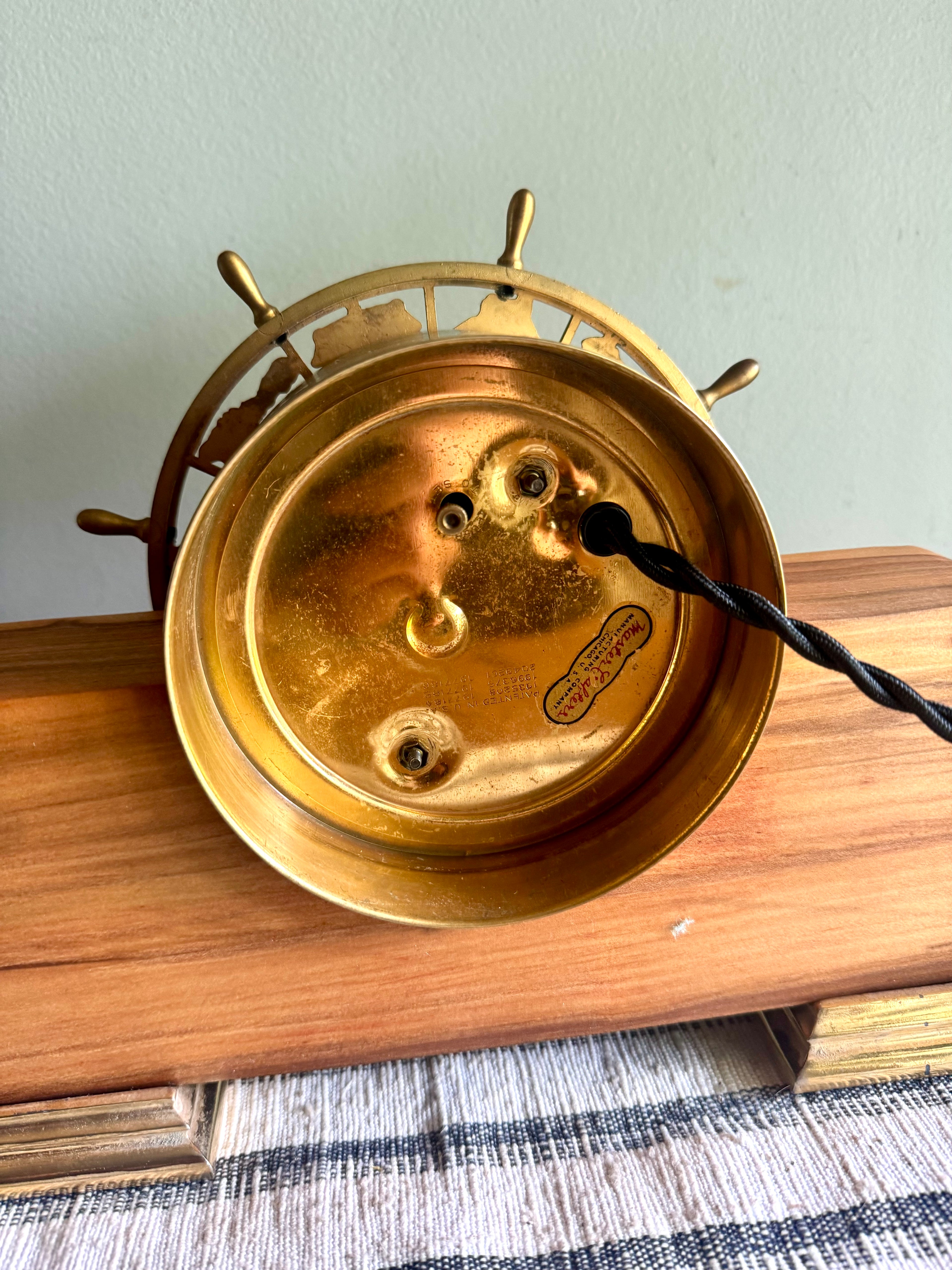 Vintage Nautical Zodiac Electric Clock | Master Crafters "Rudder" Electric Clock | Ship's Wheel Clock | Sessions MCM Nautical Zodiac Clock
