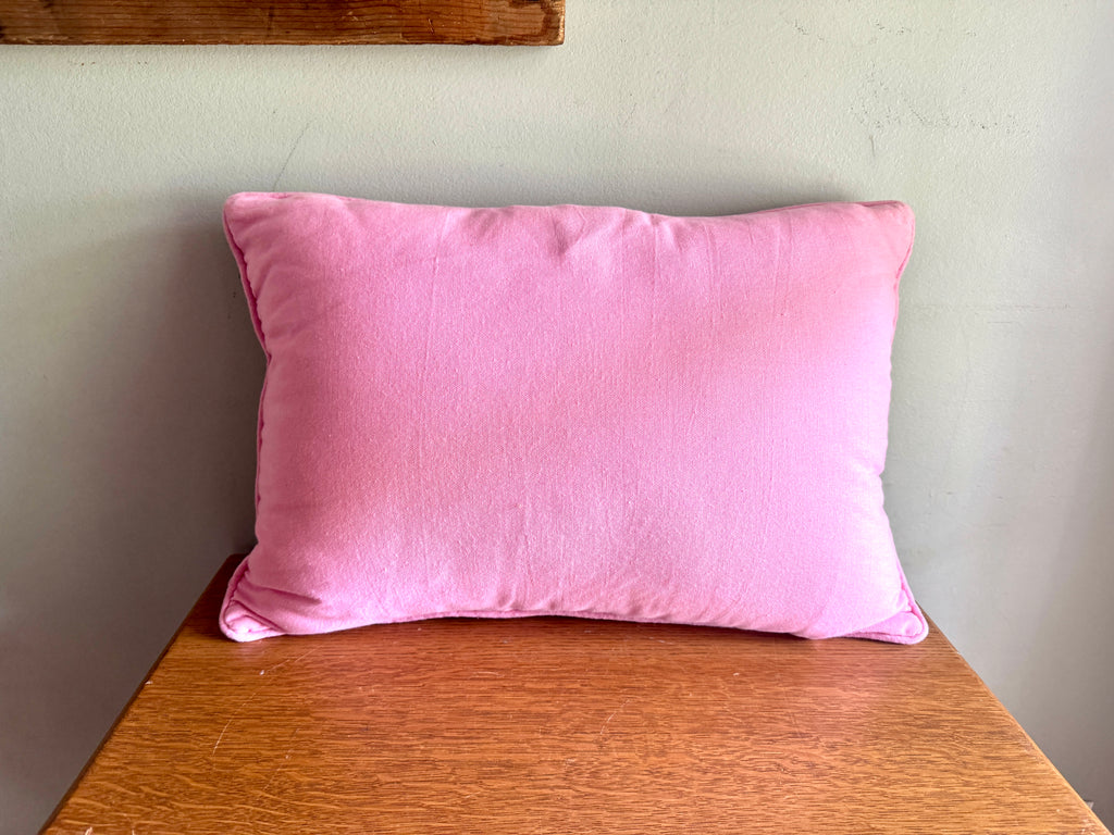 Anthropology Ace Cotton Embroidered Needlepoint Pillow In Burgundy & Pink