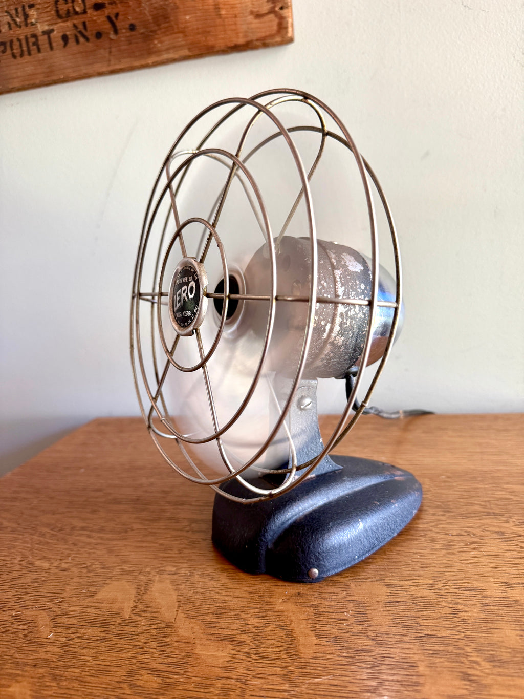 Vtg Bersted MFG Co. ZERO Model 1250R Fan ~ Working Single Speed Chrome Fan