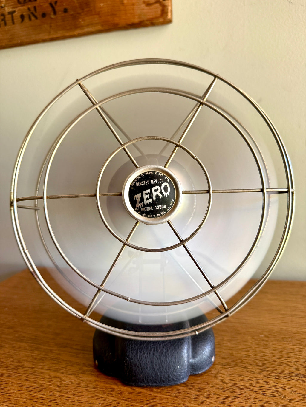 Vtg Bersted MFG Co. ZERO Model 1250R Fan ~ Working Single Speed Chrome Fan